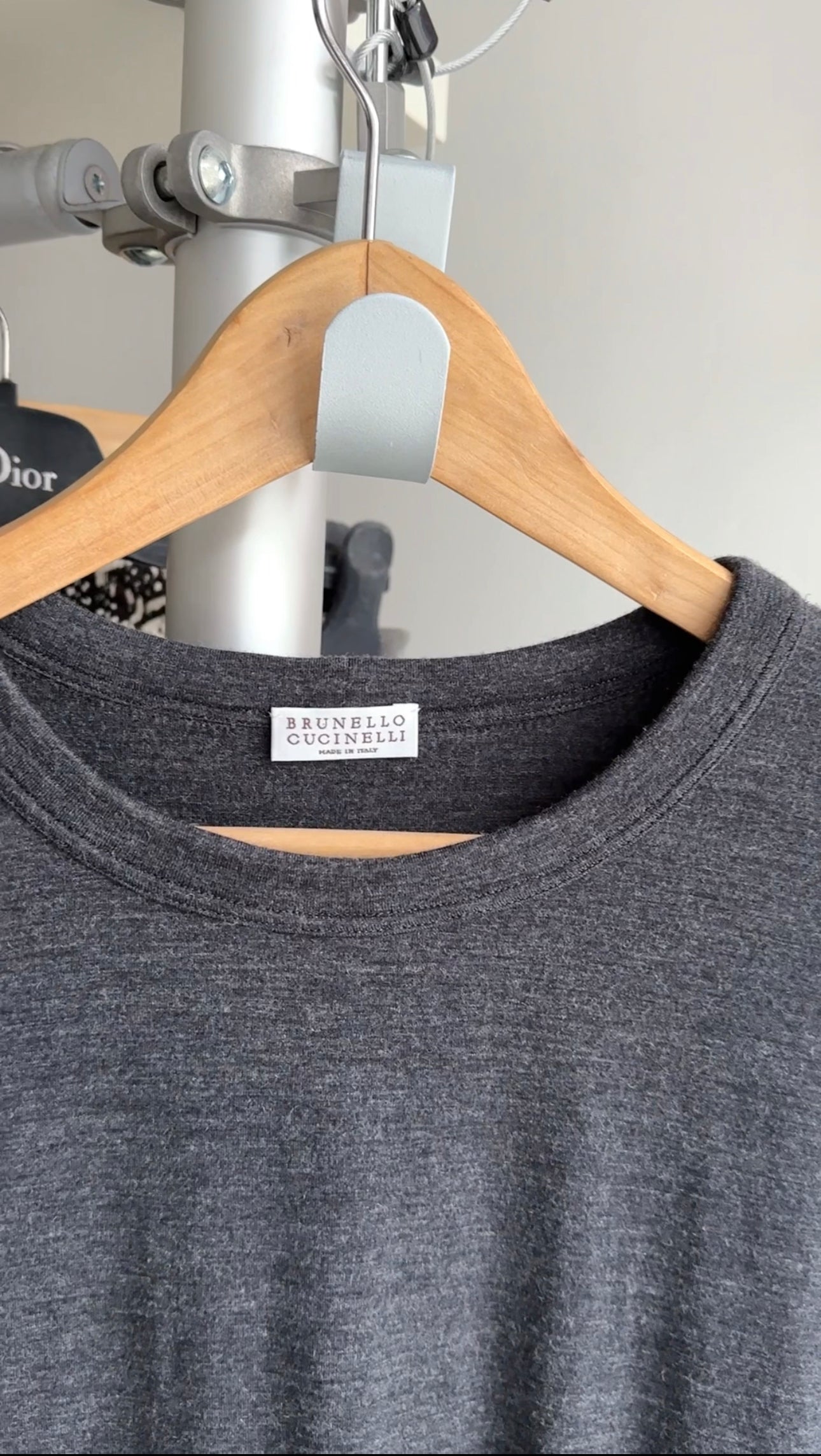 Brunello Cucinelli Charcoal Grey Wool Dress with Silk Inset - L (8/10)