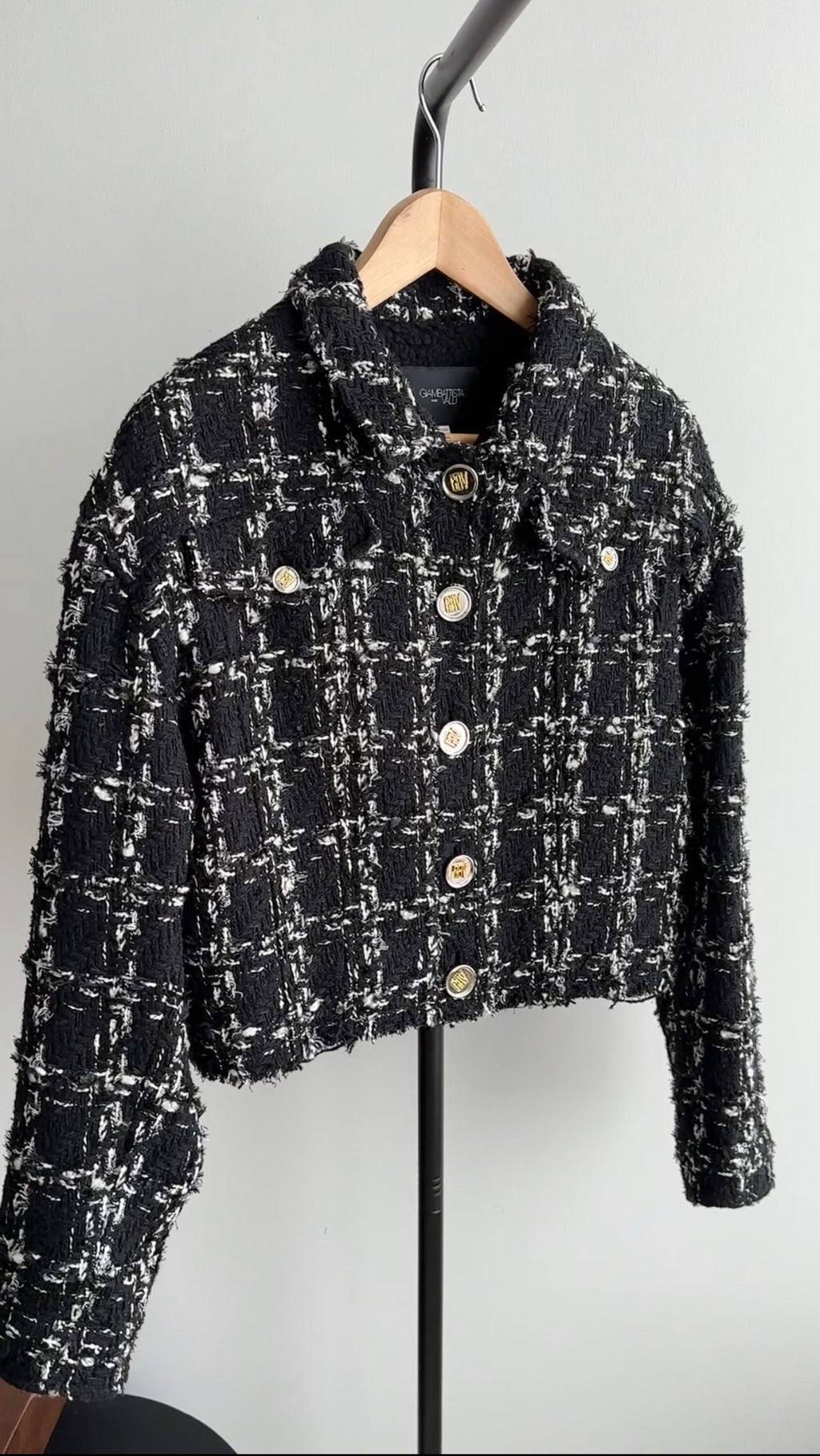 Giambattista Valli Black and White Tweed  Fleece Lined Jacket - S / M