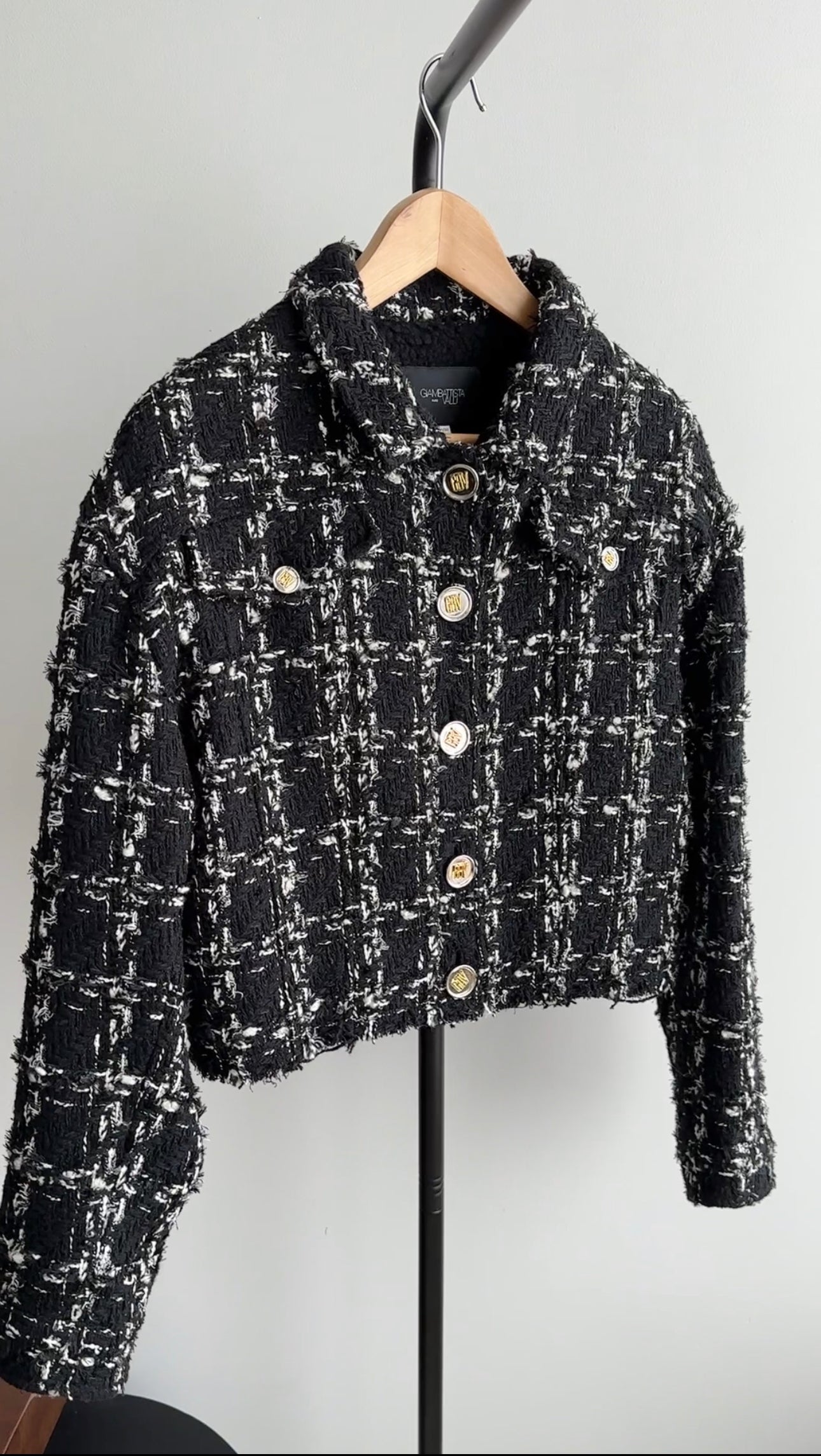 Giambattista Valli Black and White Tweed  Fleece Lined Jacket - S / M