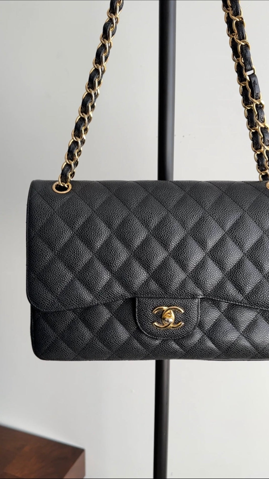 Chanel Black Caviar Jumbo Double Classic Flap Bag