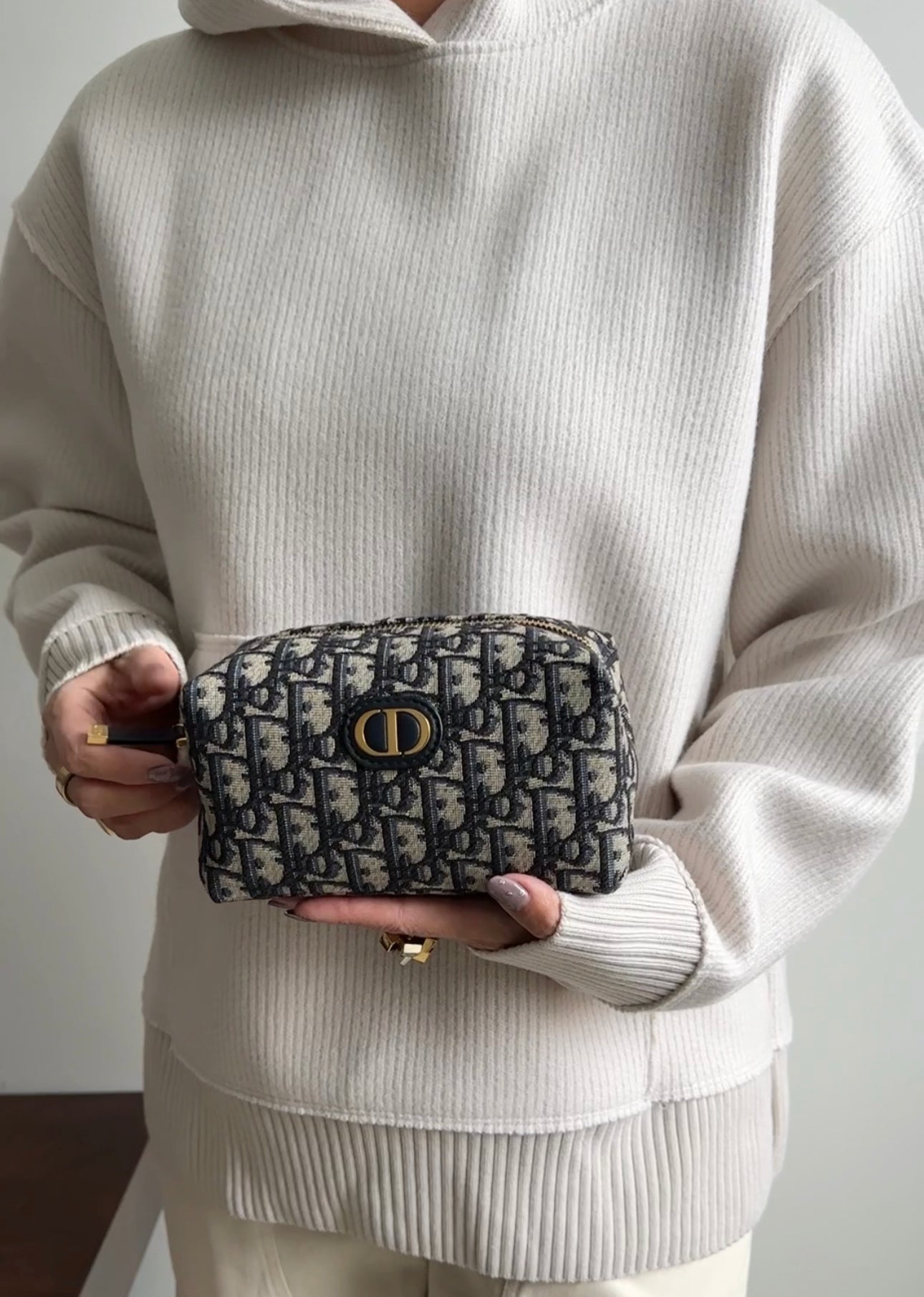 Dior Navy Monogram Oblique Jacquard Vanity Travel Pouch