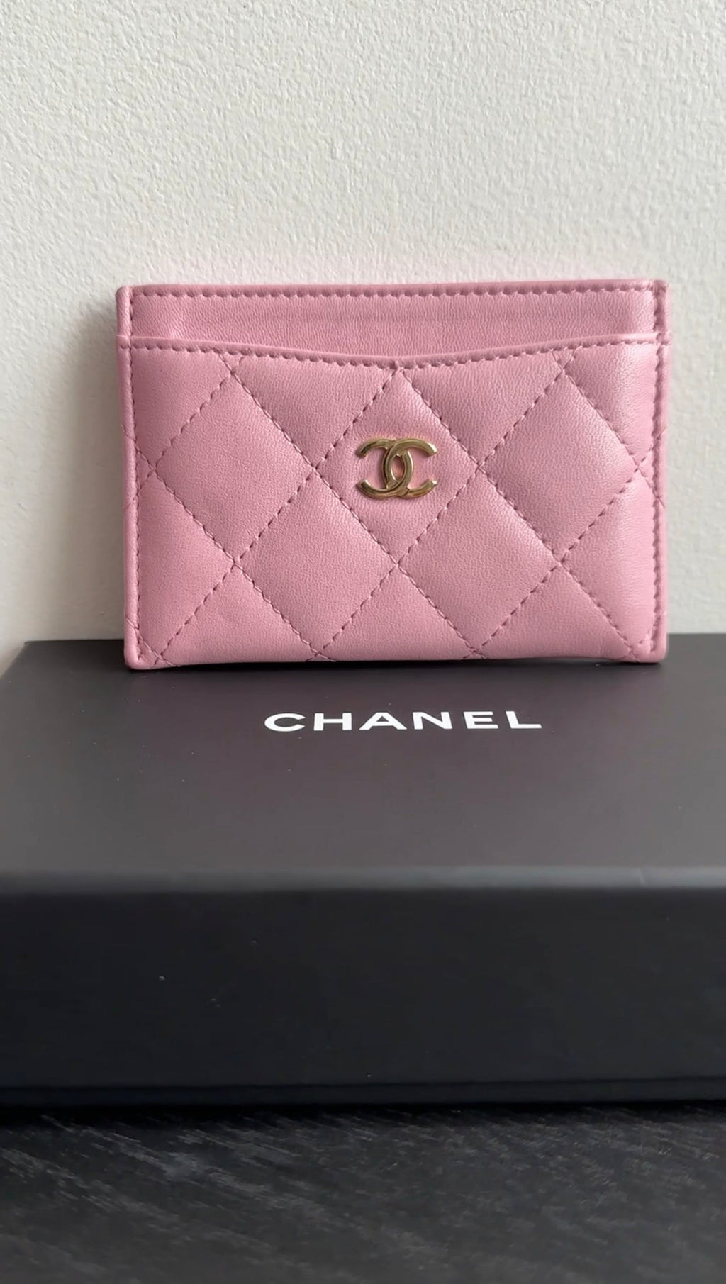 Chanel Light Pink Lambskin Quilted Classic  Holder