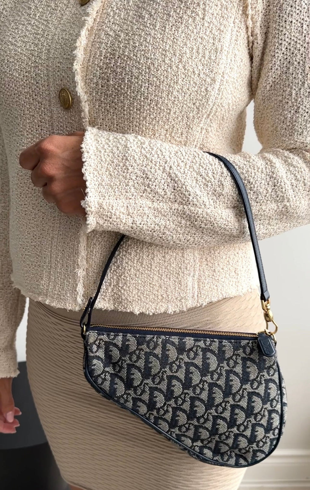 Dior Vintage Navy Oblique Mini Saddle Bag