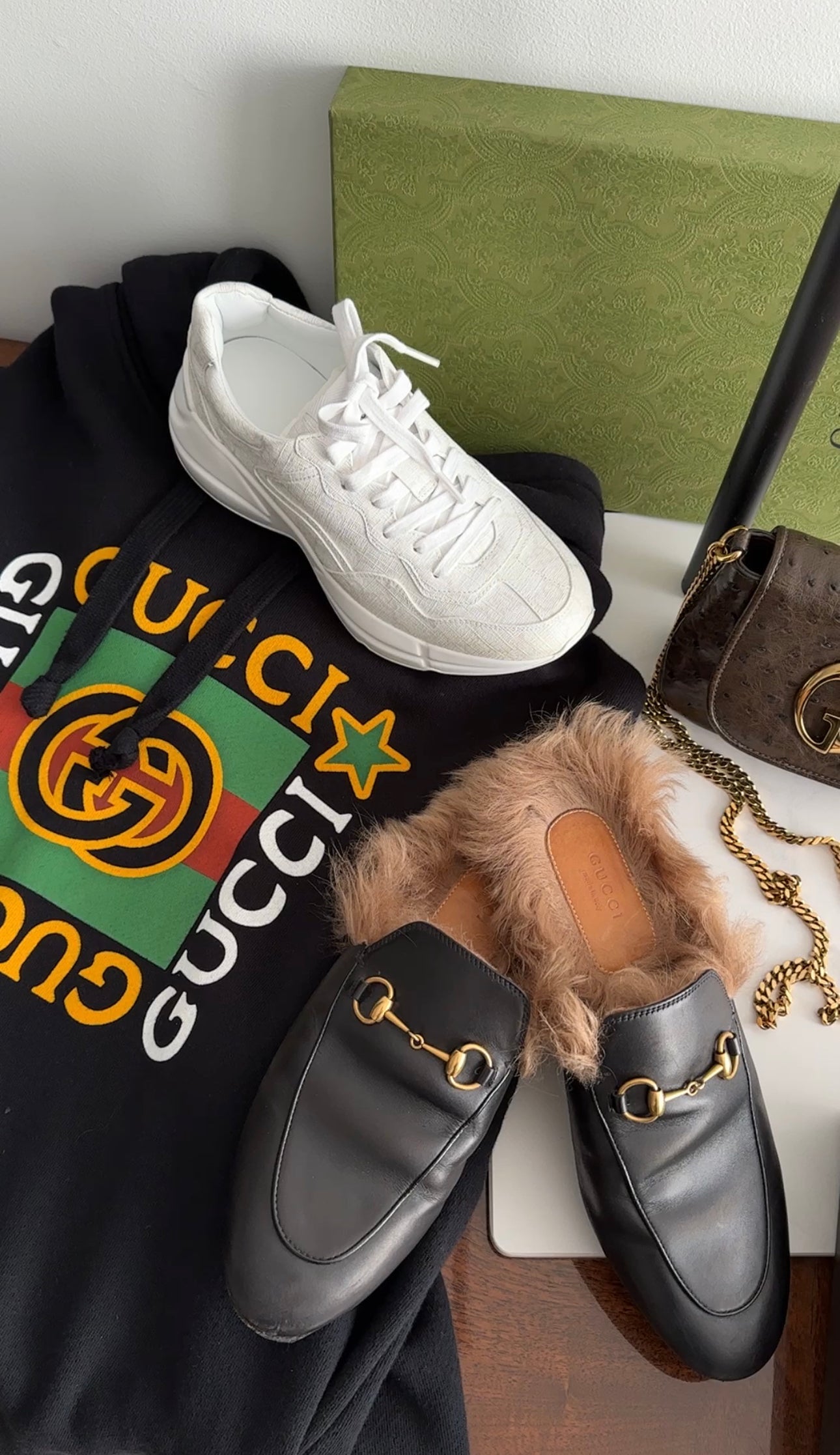 Gucci Black Graphic Logo Hooded Dress