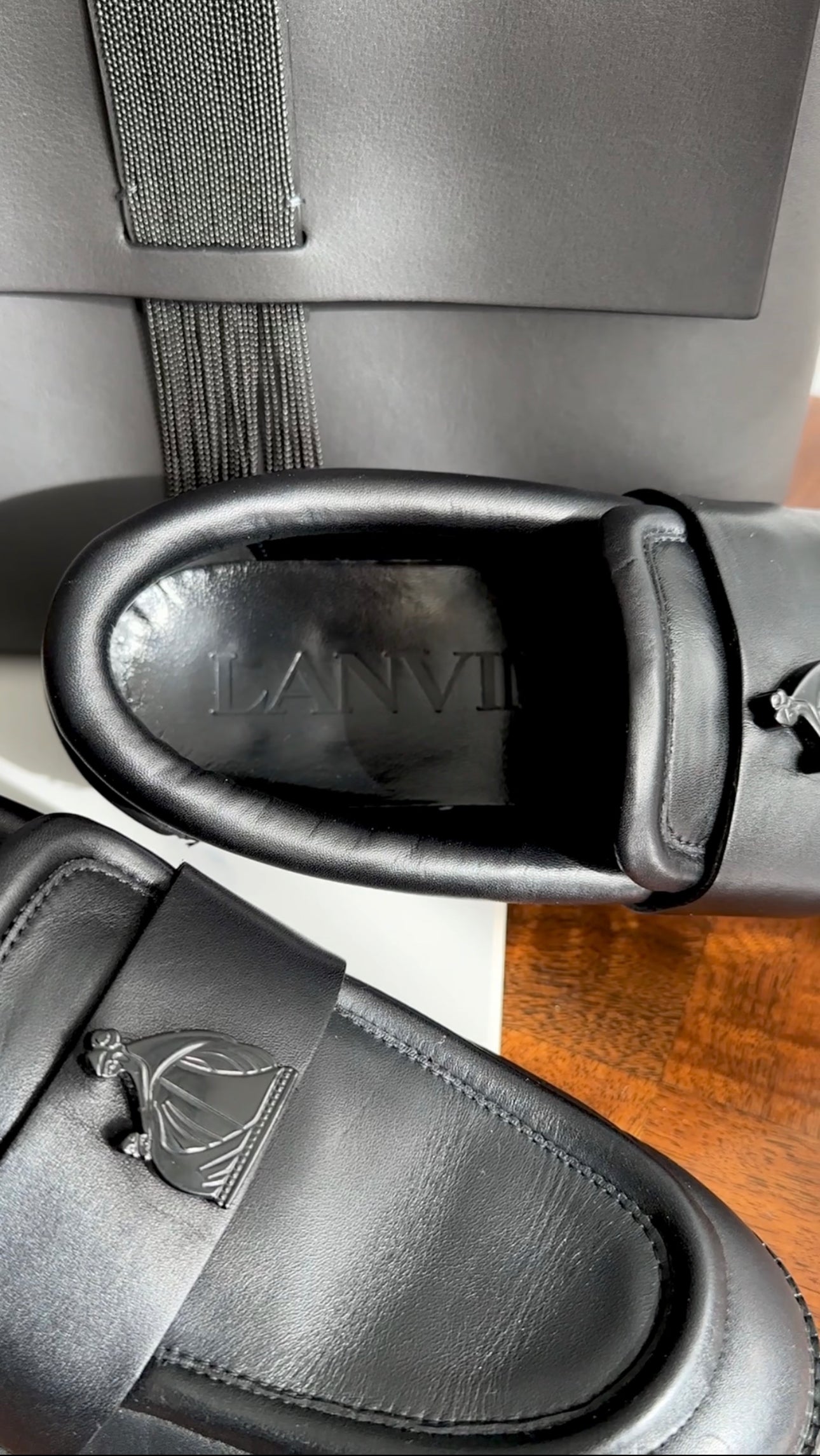 Lanvin Black Leather Arpege Logo Chunky Loafers - 39 / 8.5