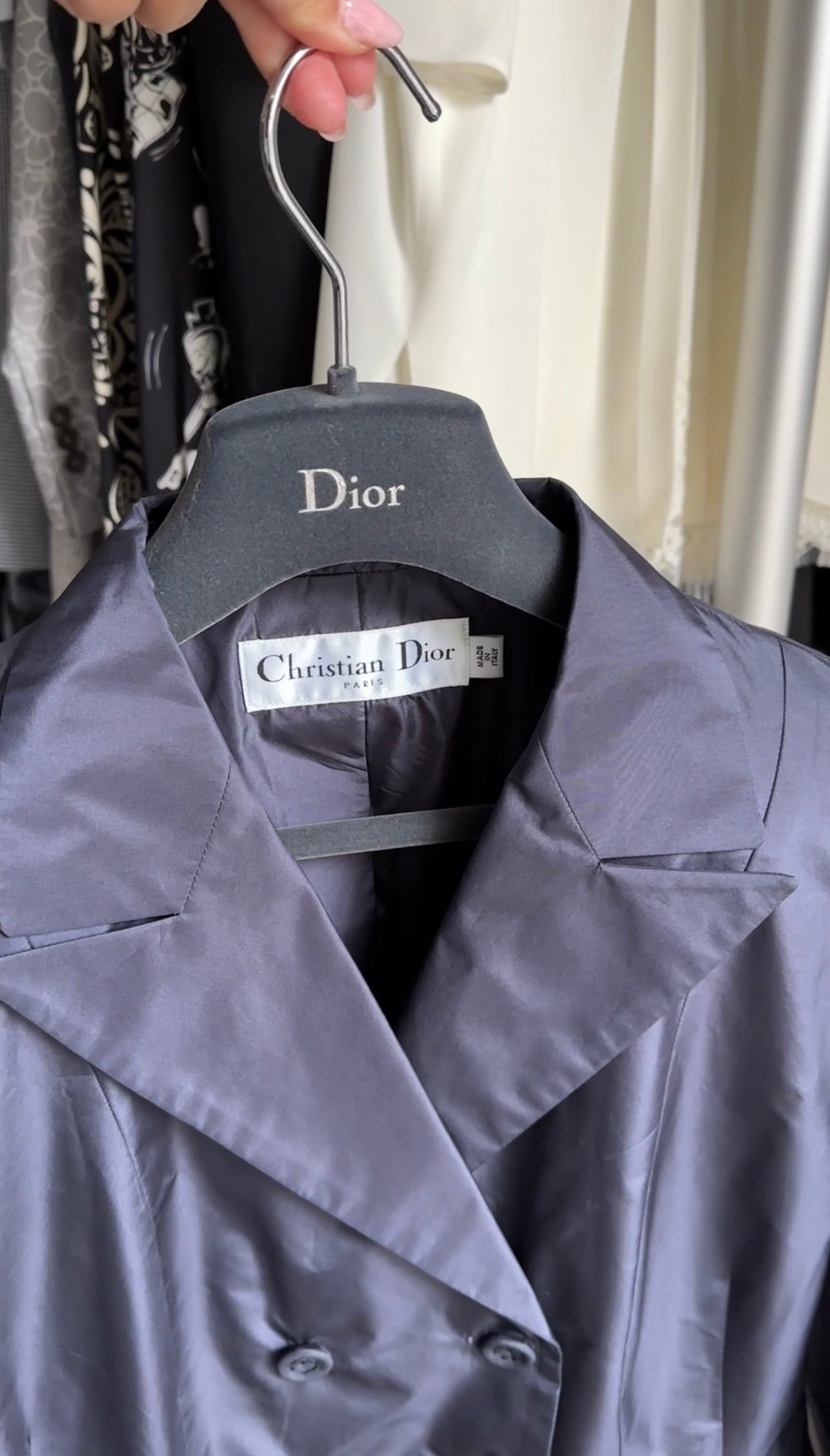 Christian Dior Midnight Navy Silk Taffeta Vintage Style Jacket - FR42 / 10