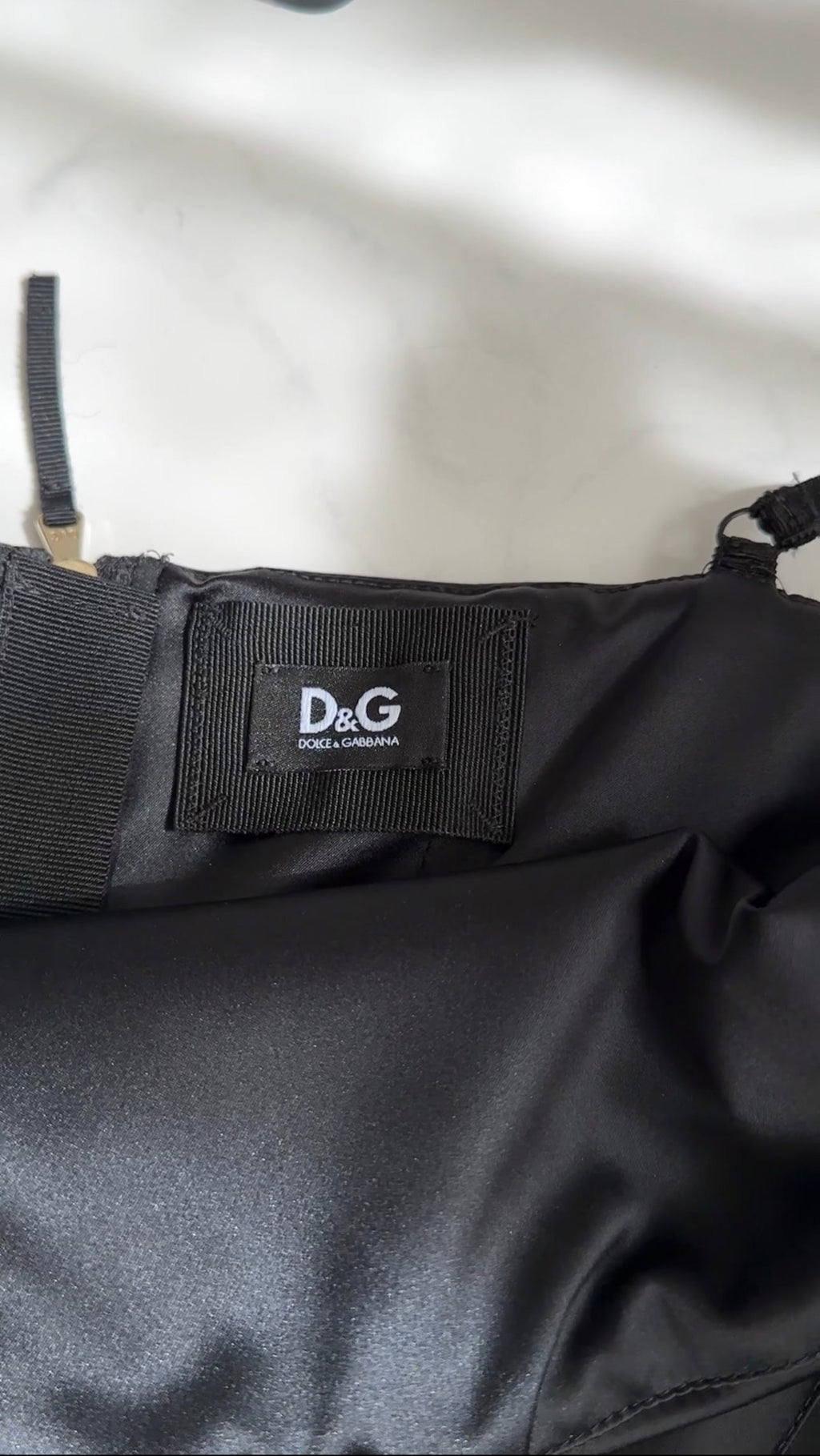 D&G Dolce Gabbana Black Satin Bustier Top - IT42 / S