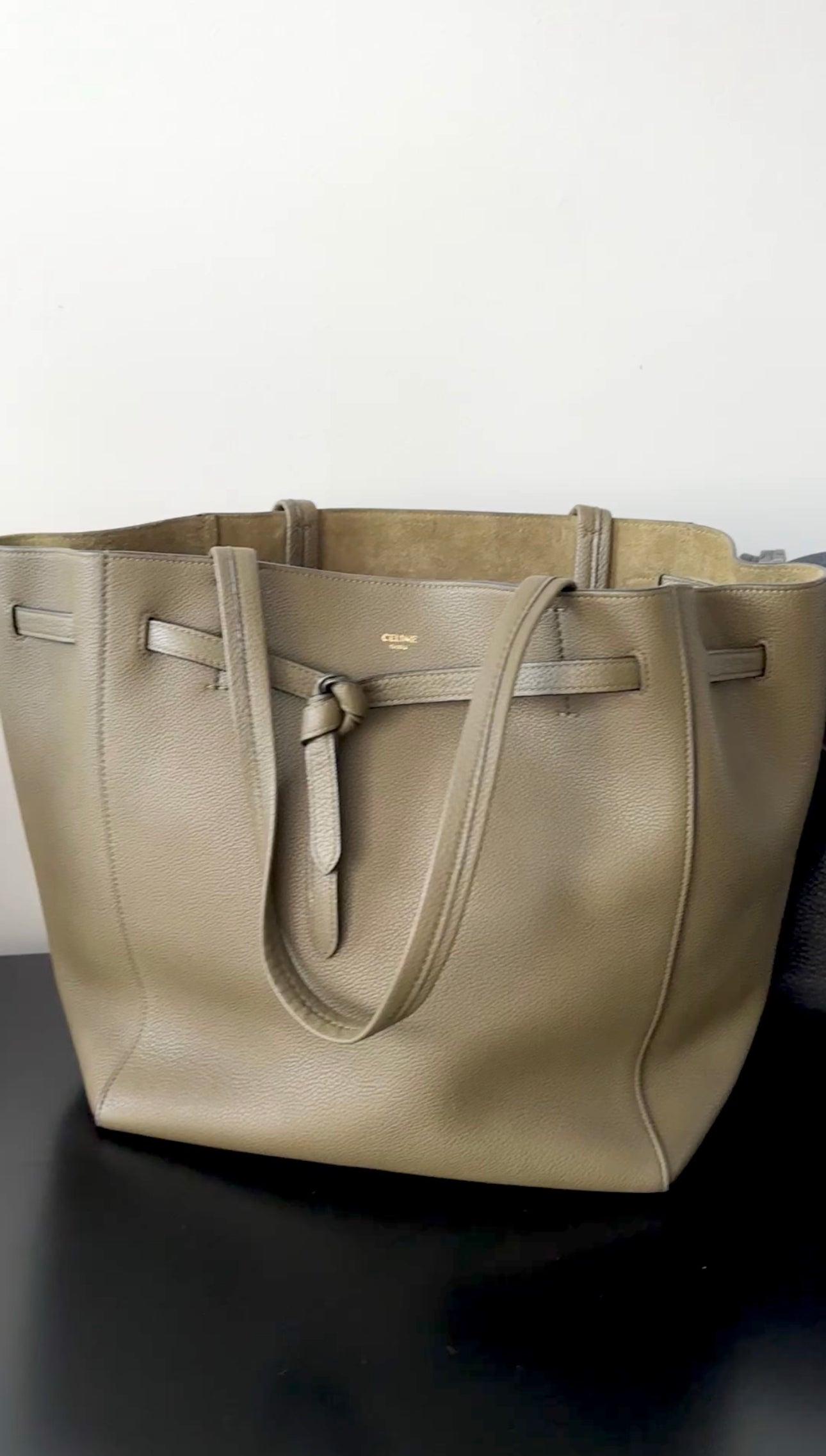 Celine Olive Green Leather Phantom Cabas Tote Bag