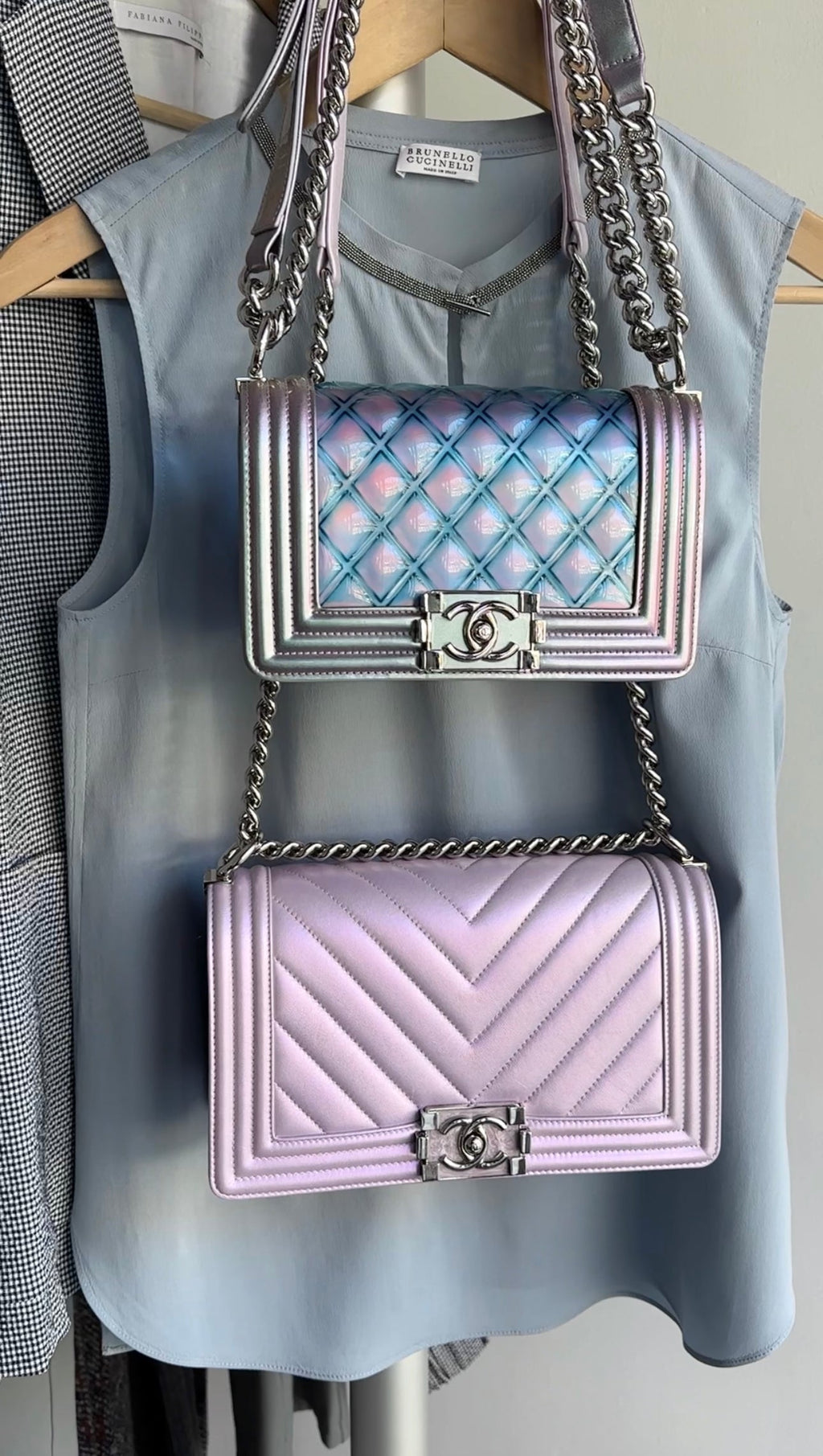 Chanel 18S Lilac Purple Holographic Mermaid Classic Small Boy Flap Bag
