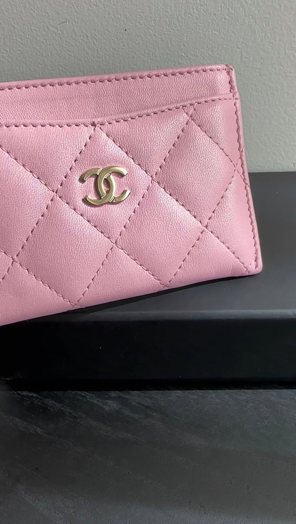 Chanel Light Pink Lambskin Quilted Classic  Holder