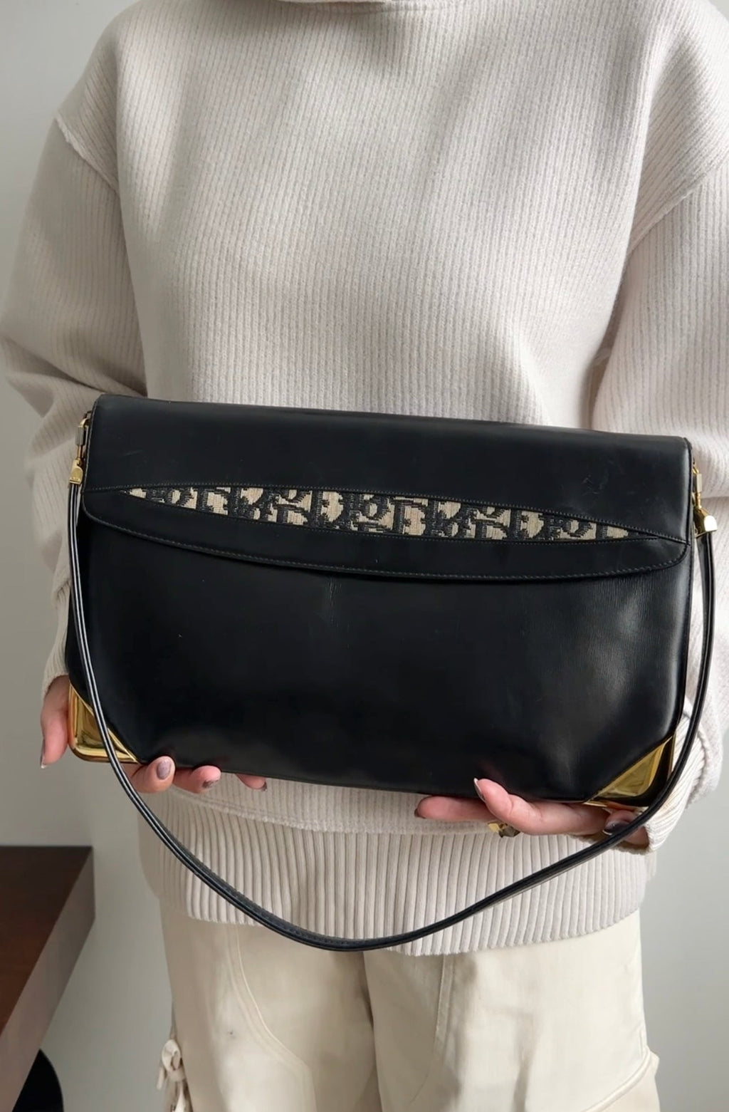 Christian Dior Vintage Midnight Navy Trotteur Clutch / Shoulder Bag