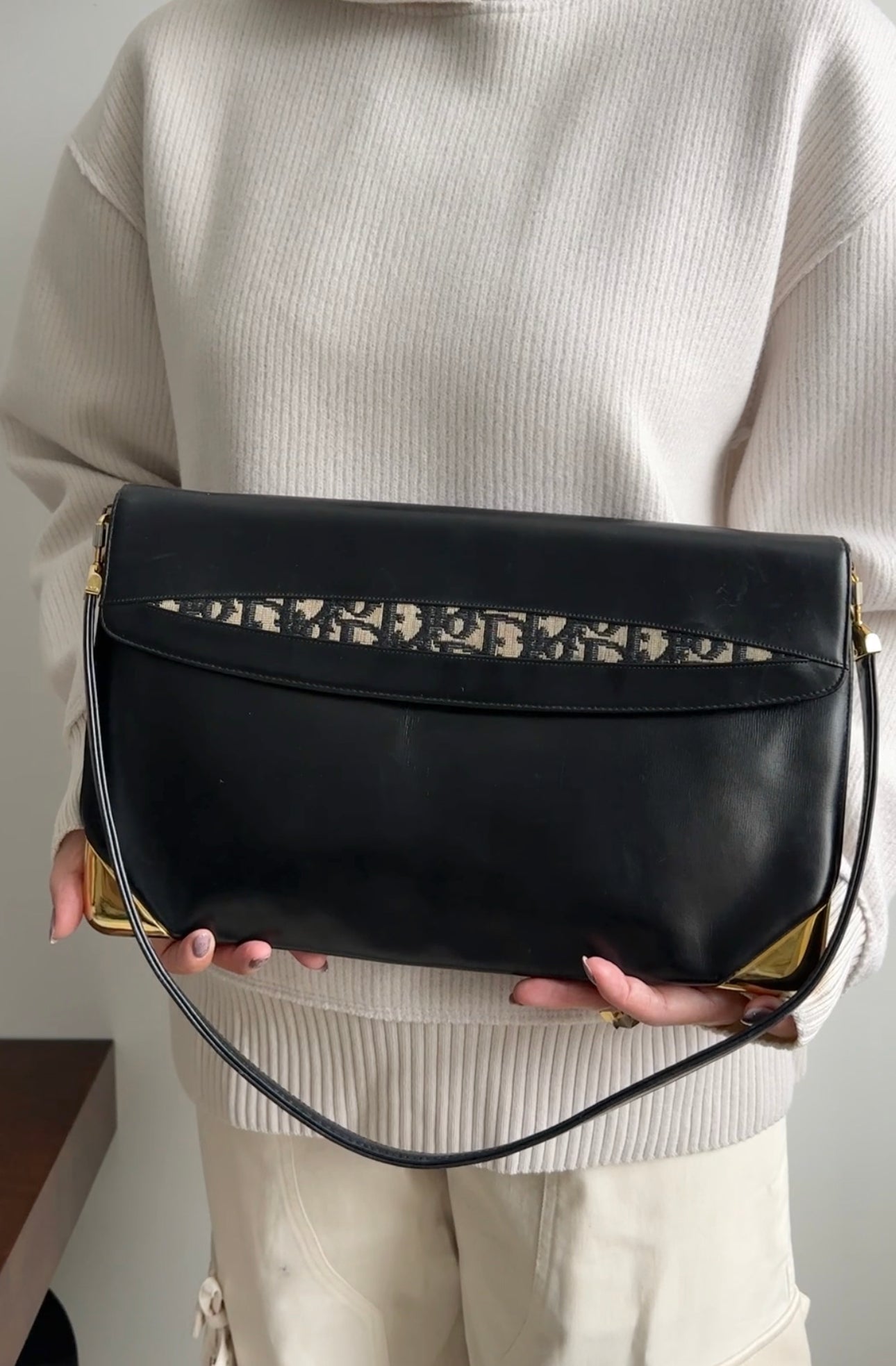 Christian Dior Vintage Midnight Navy Trotteur Clutch / Shoulder Bag