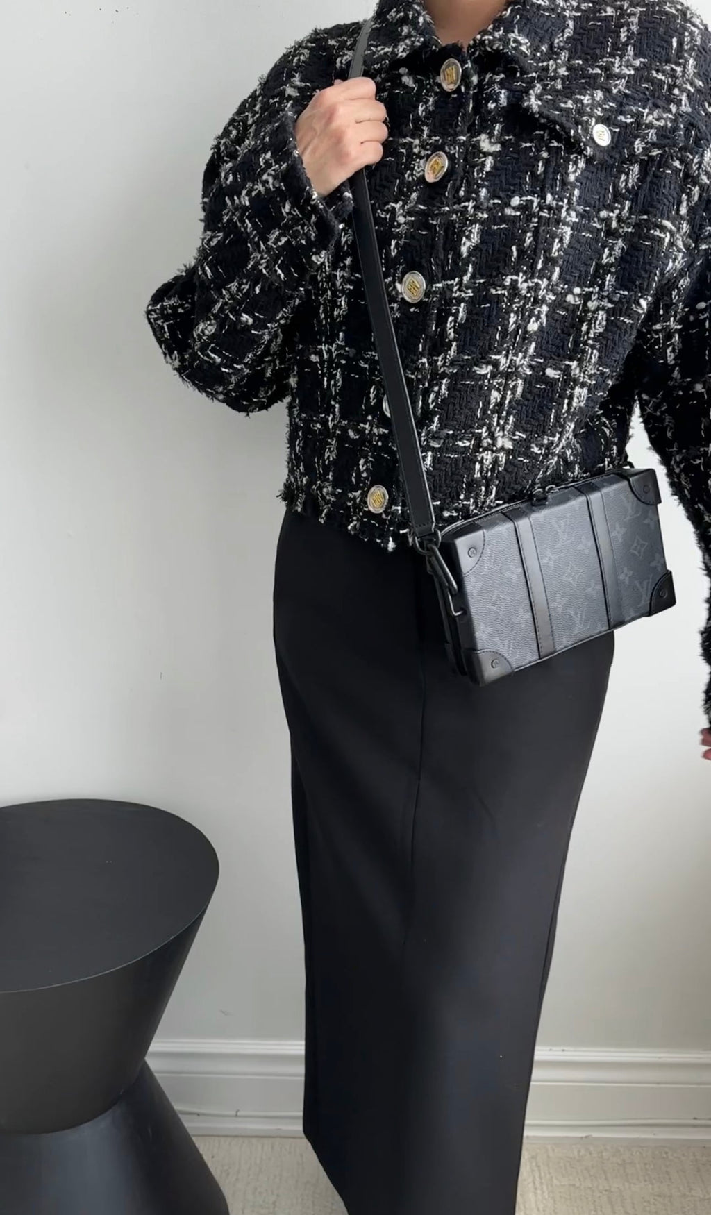Giambattista Valli Black and White Tweed  Fleece Lined Jacket - S / M