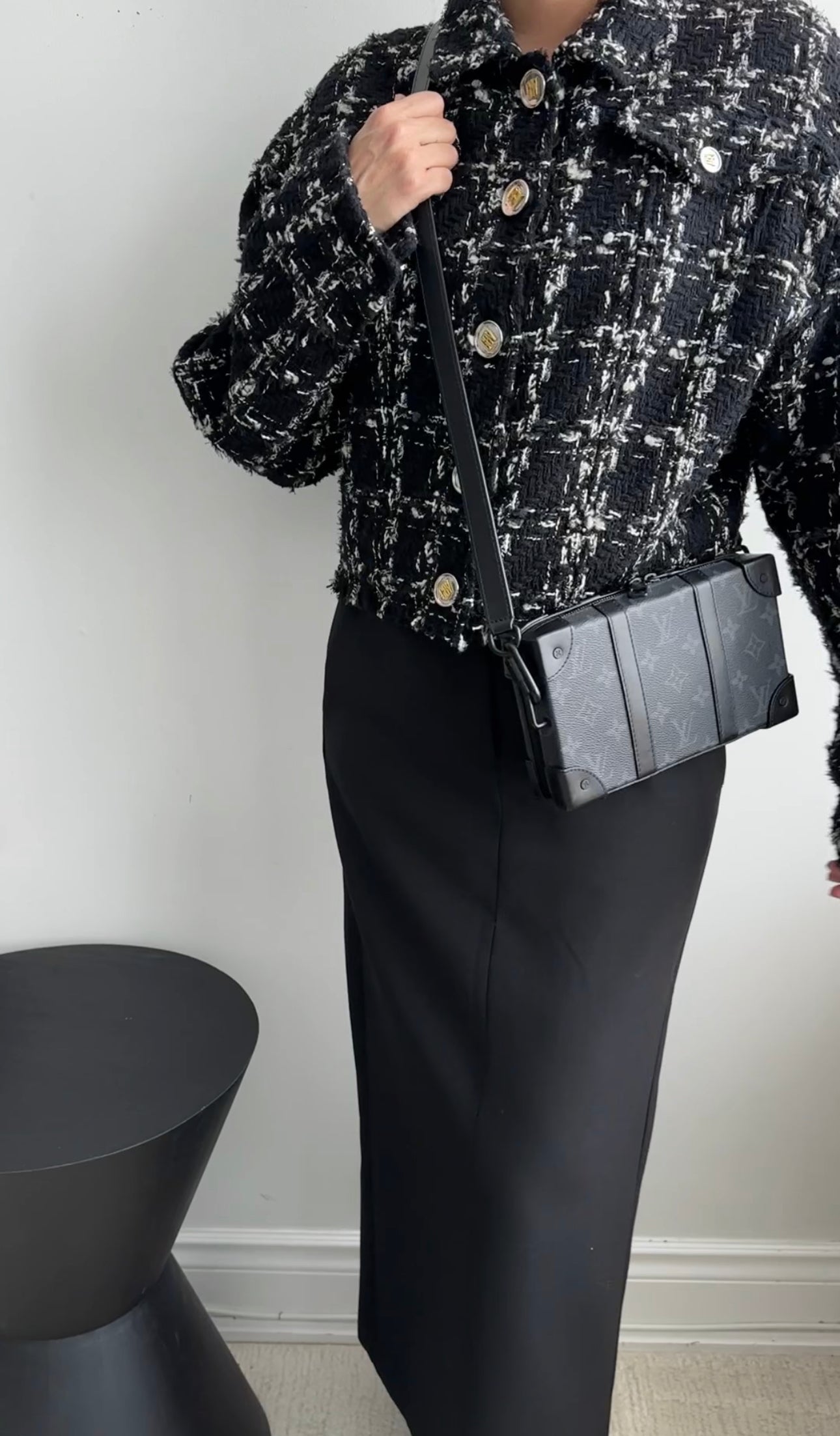 Giambattista Valli Black and White Tweed  Fleece Lined Jacket - S / M