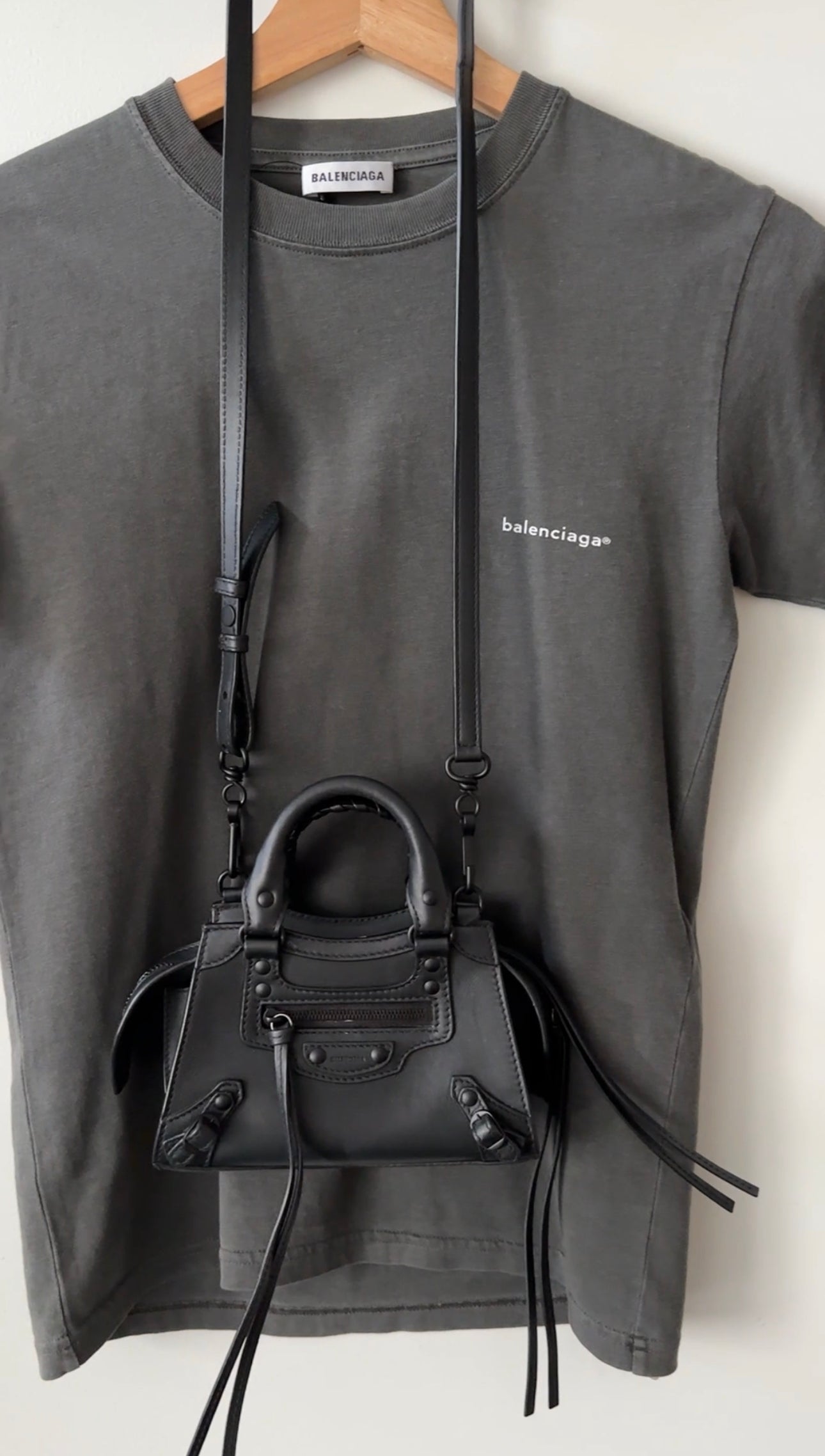 Balenciaga Grey Washed Tee with Small Logo - XS