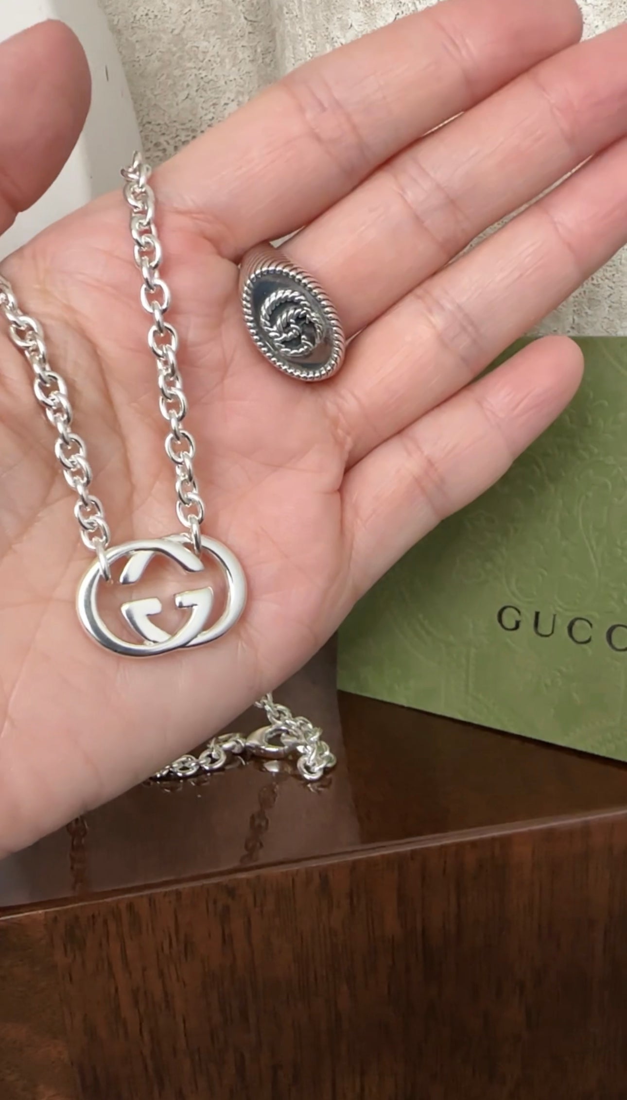 Gucci Sterling Silver GG Link Necklace