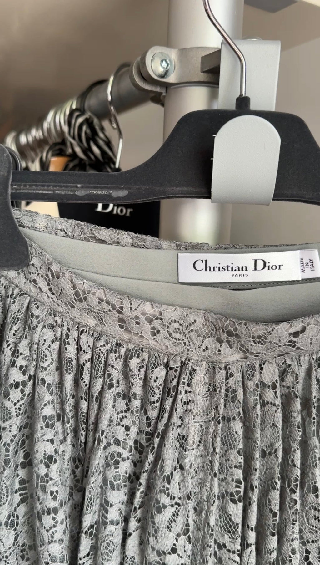 Christian Dior Grey Lace Long Full Skirt - 28" waist