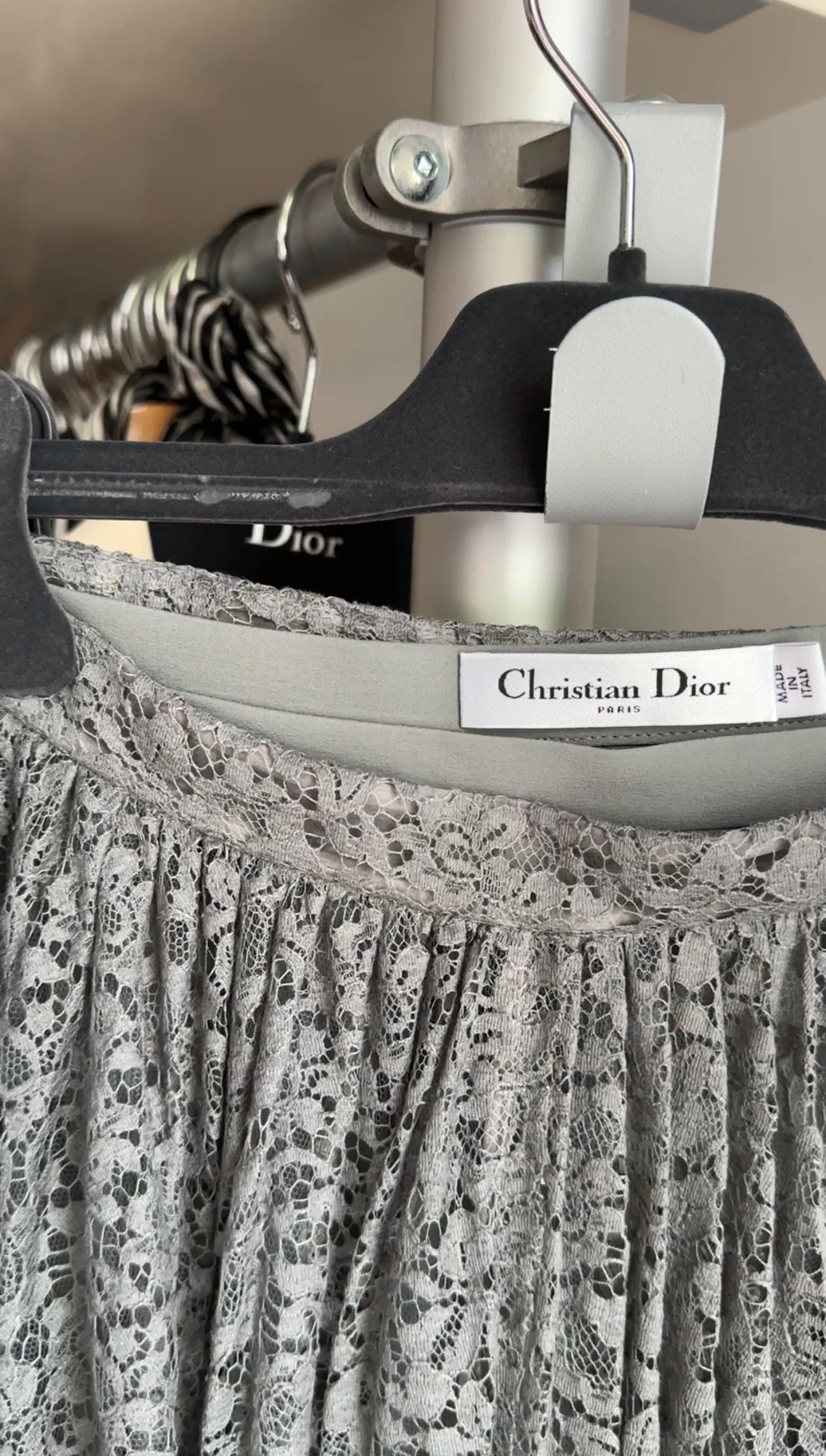 Christian Dior Grey Lace Long Full Skirt - 28" waist