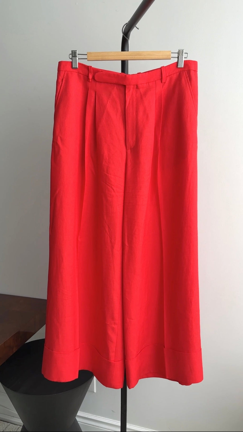 Gucci Red Wide Leg Linen Blend Pants - IT46 / USA 10 / L