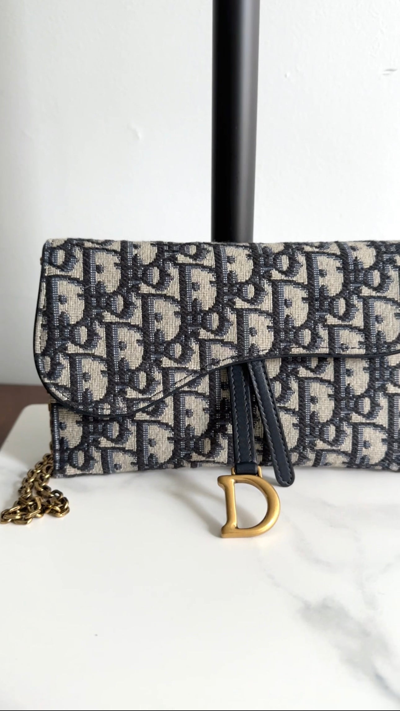Dior Monogram Oblique Saddle Crossbody Wallet on Chain Bag