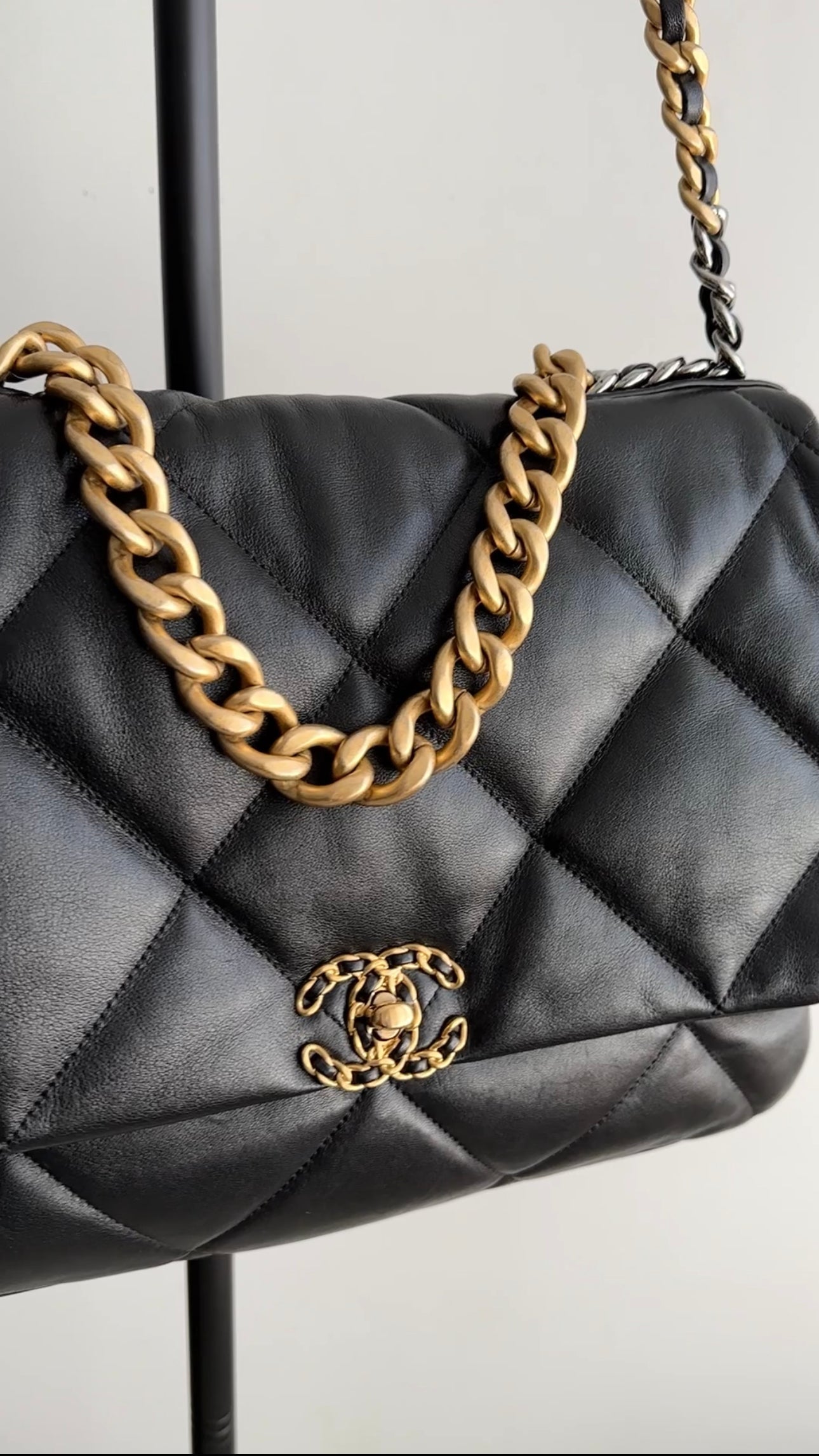 Chanel 19 Black Quilted Leather Maxi Flap Bag