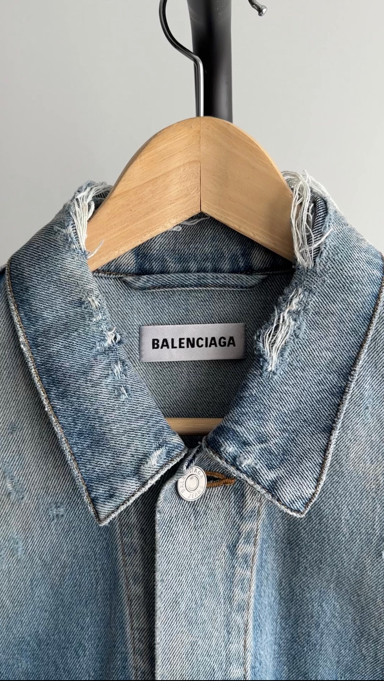 Balenciaga Oversized Distressed Blue Denim Jacket - S / M / L