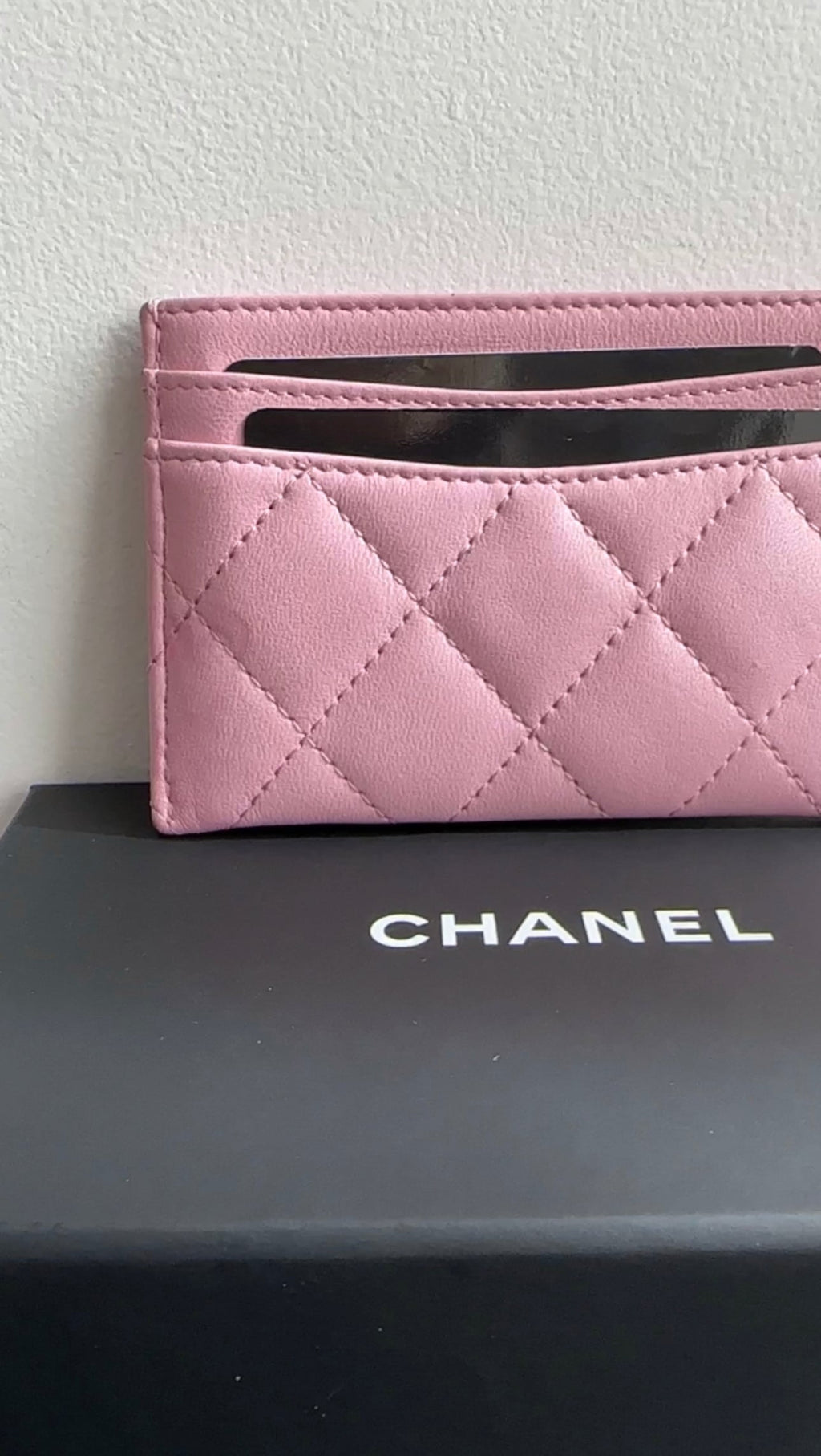 Chanel Light Pink Lambskin Quilted Classic  Holder