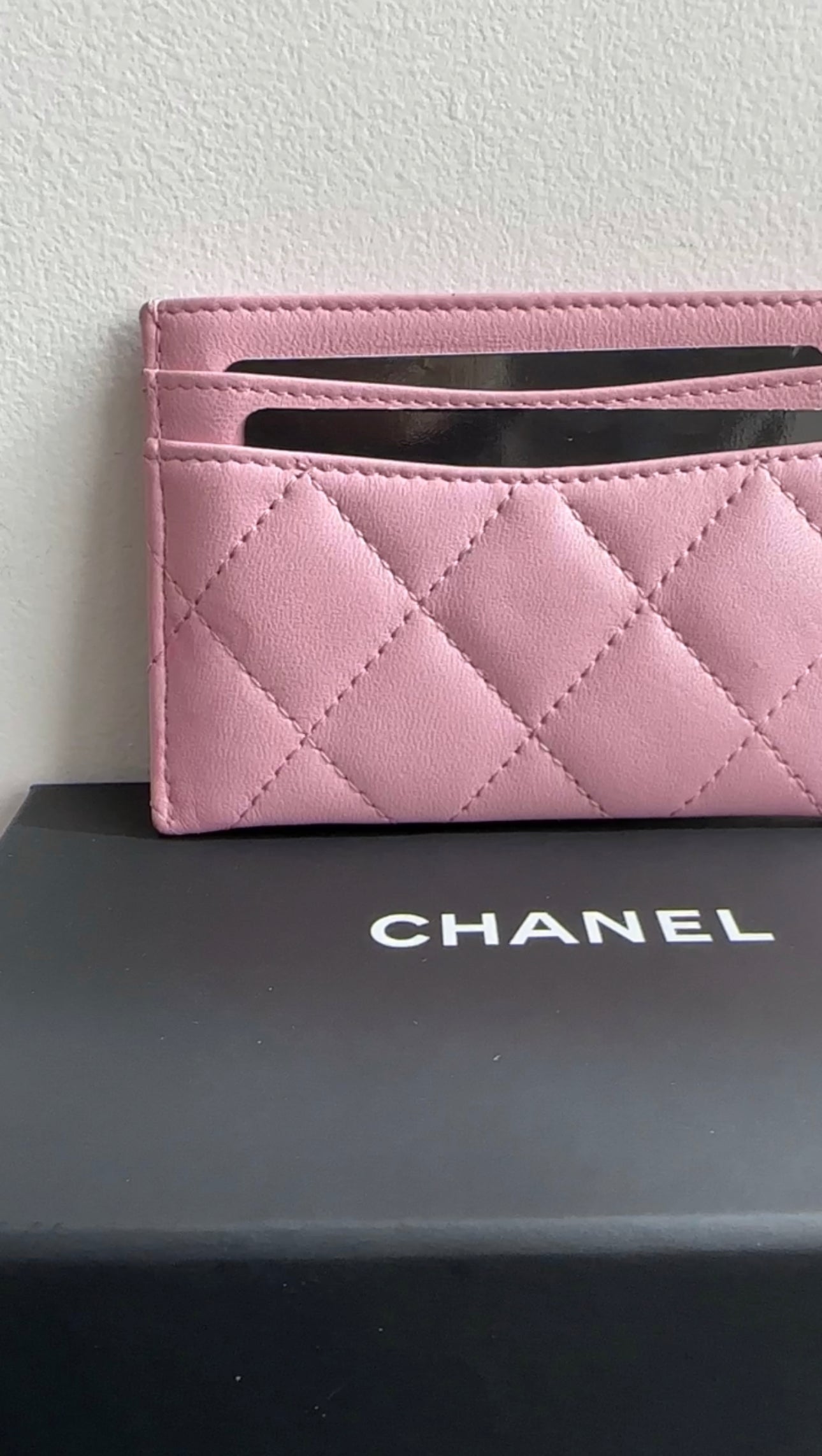 Chanel Light Pink Lambskin Quilted Classic  Holder