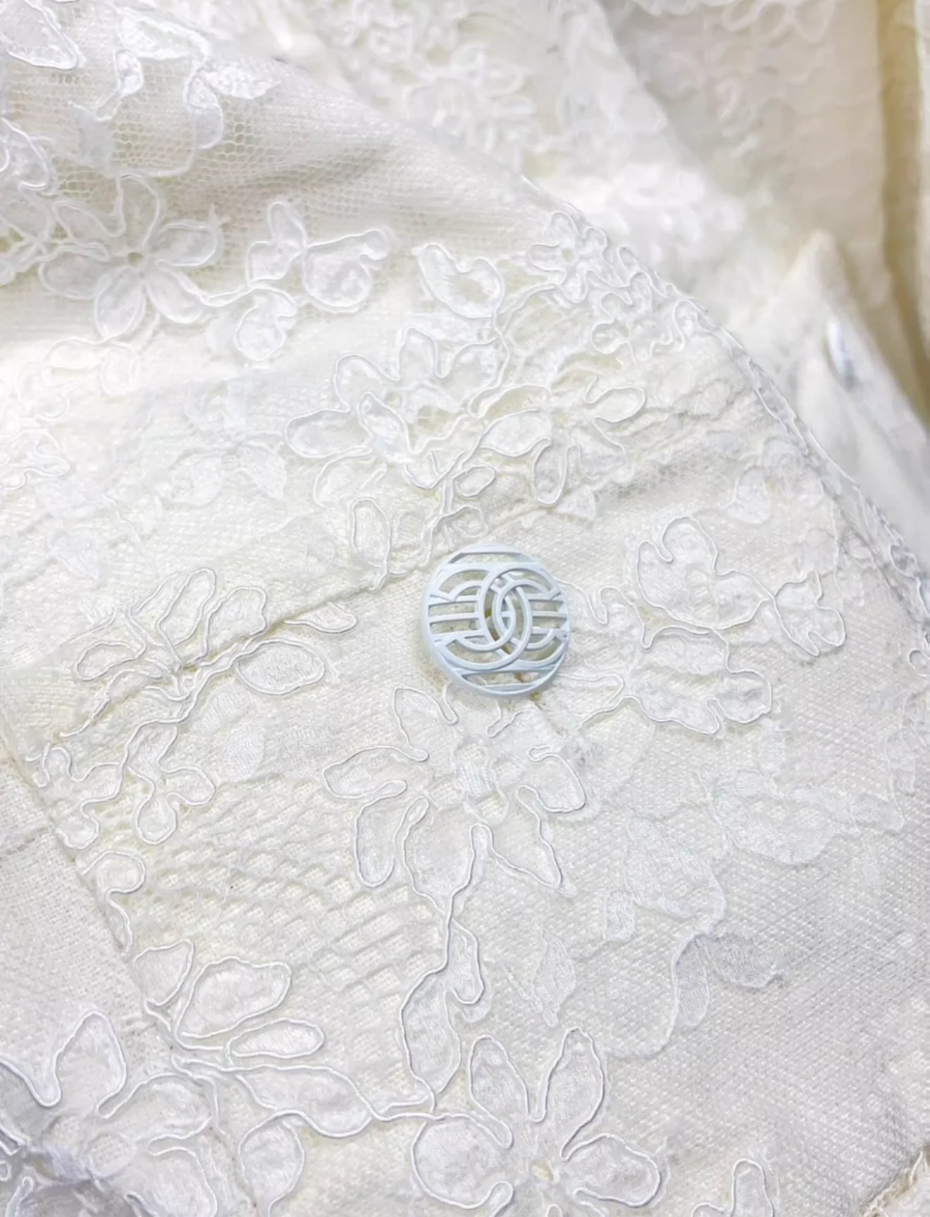 CHANEL 21C White Lace Suit Jacket + Skirt