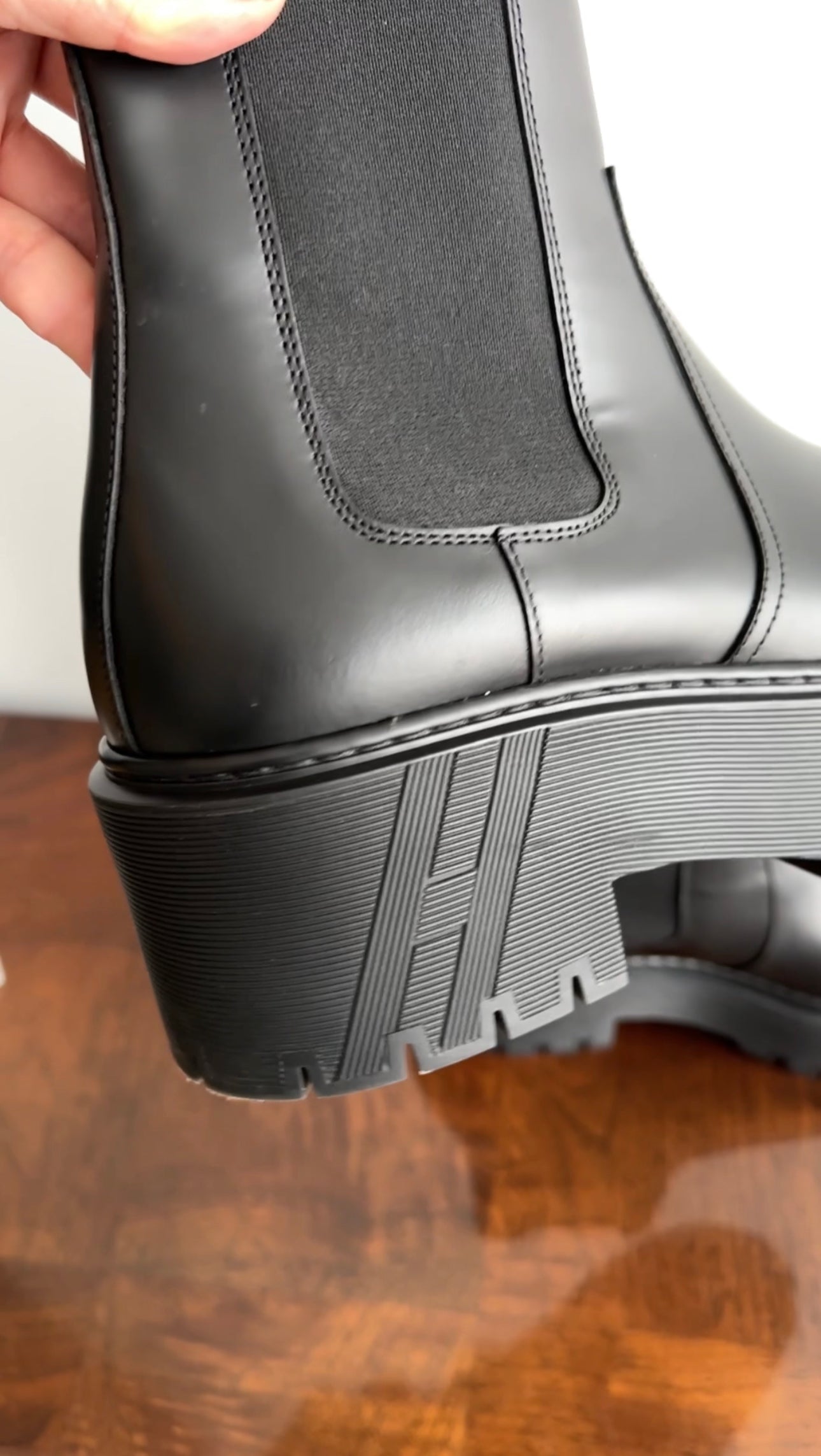 Hermes Black Leather Harrow Chunky Track Sole Ankle Boot - 37