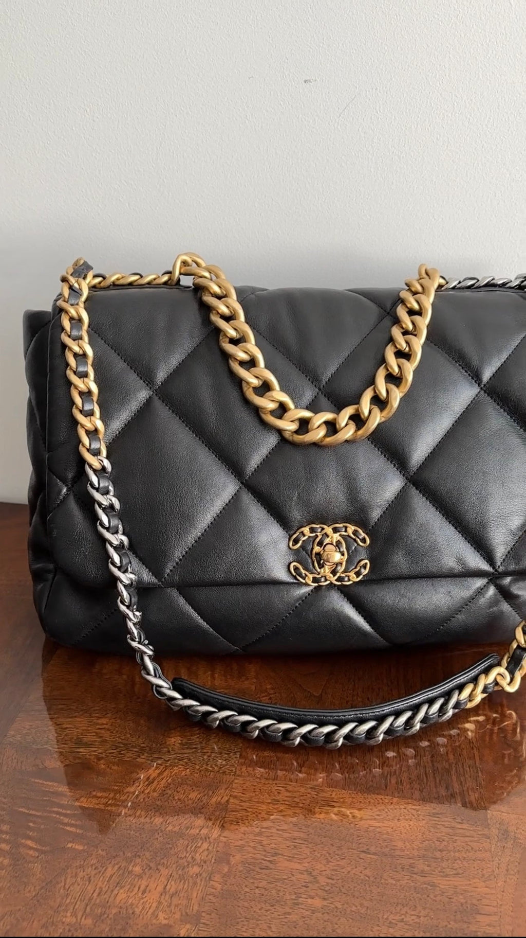 Chanel 19 Black Quilted Leather Maxi Flap Bag