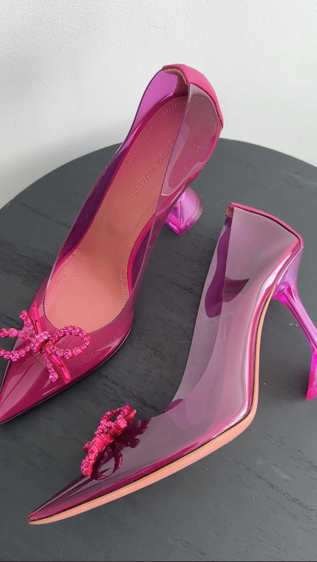 Amina Muaddi Magenta Purple Crystal Glass Pump - fits EU37