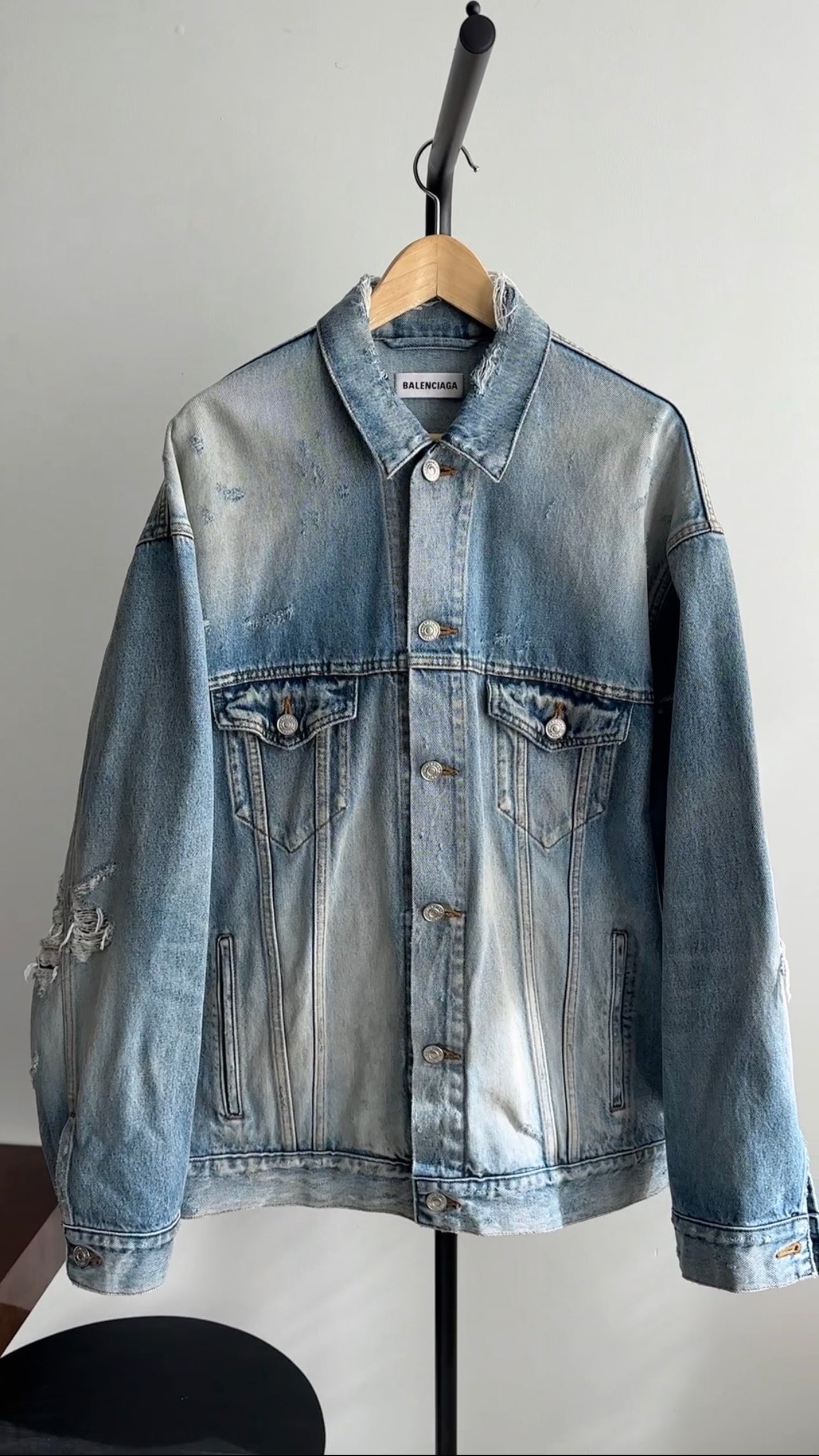 Balenciaga Oversized Distressed Blue Denim Jacket - S / M / L