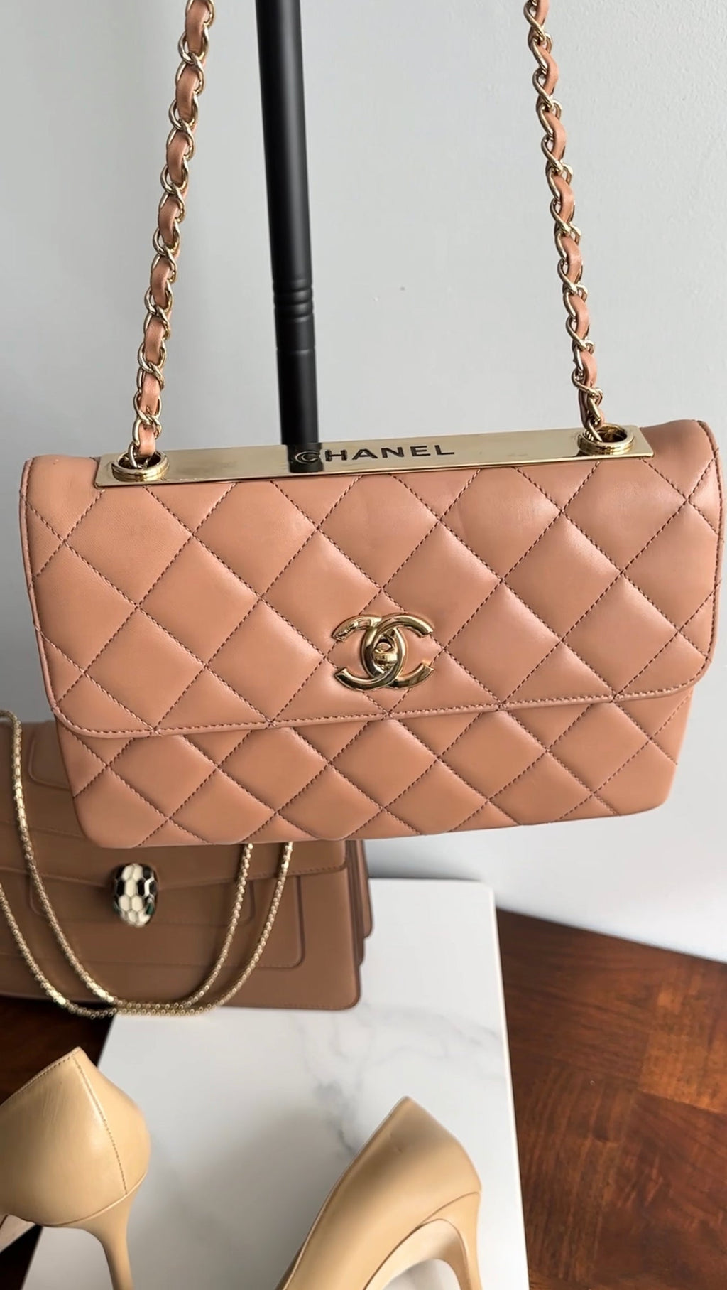 Chanel Beige Quilted Trendy CC Flap Bag
