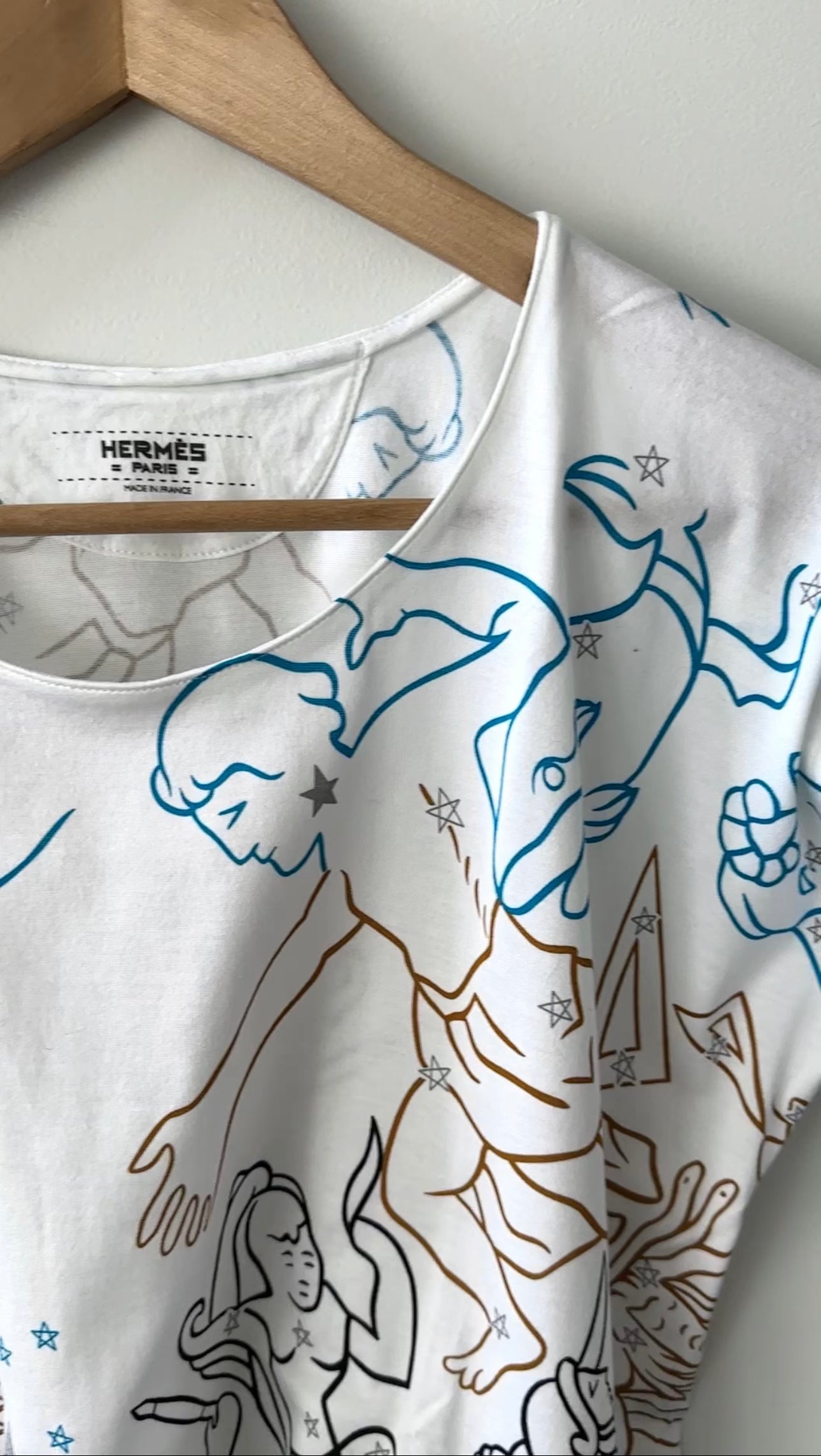 Hermes White Zodiac Printed T-Shirt - FR38 / 6 / S