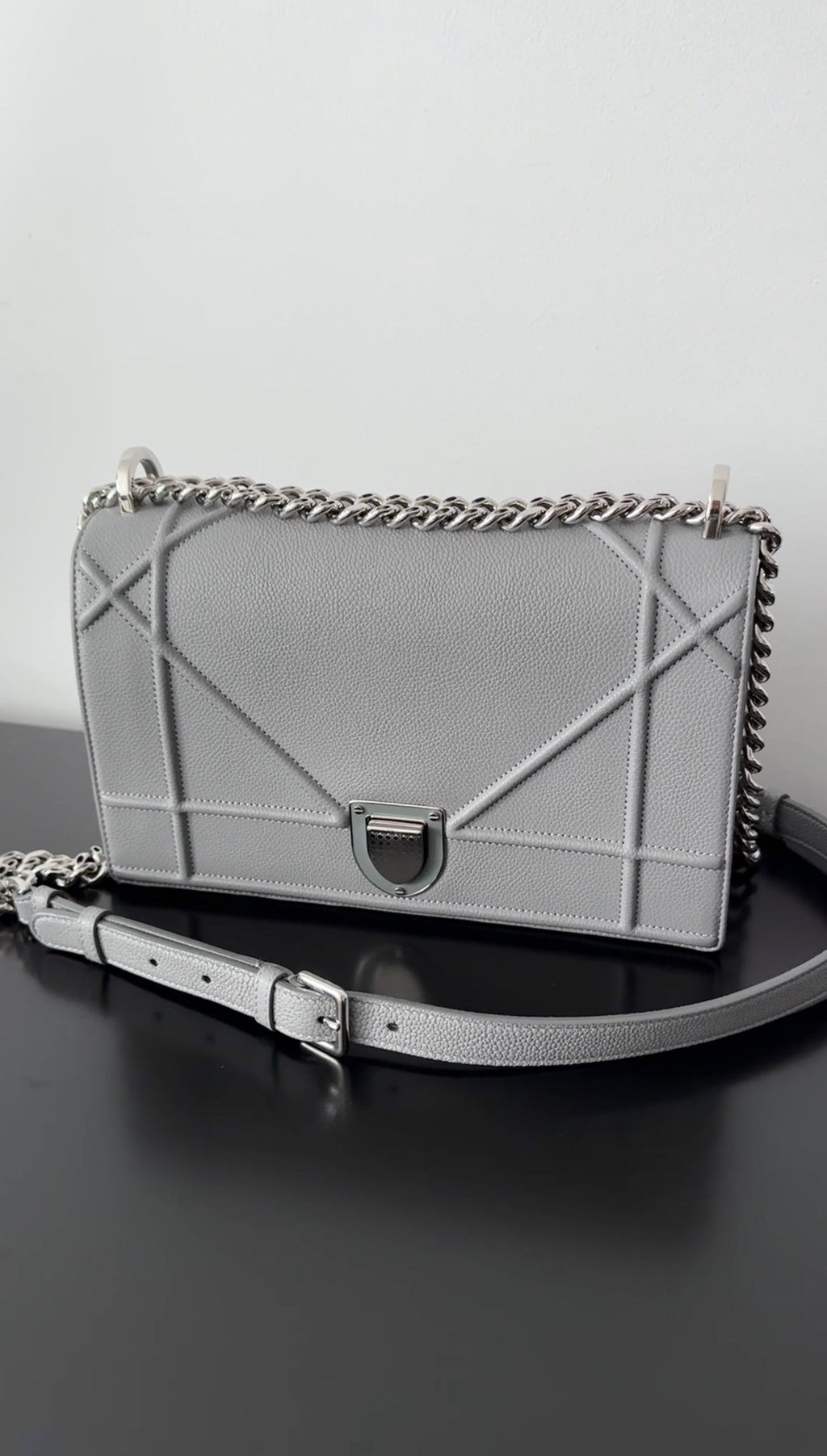 Dior Medium Grey Leather Diorama Flap Bag