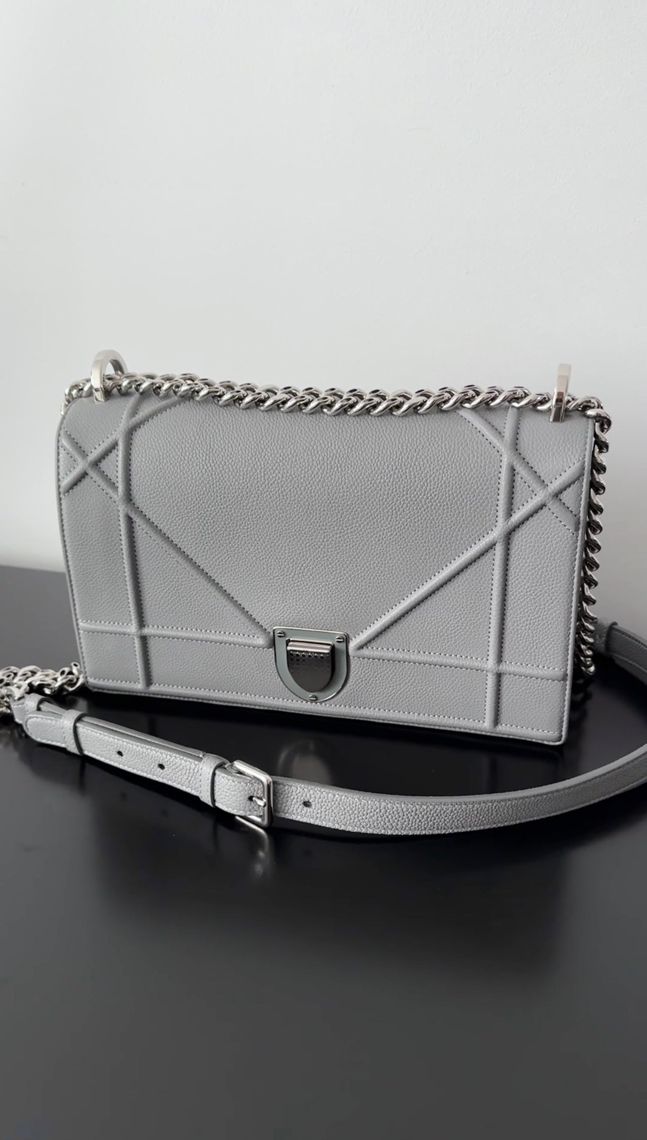 Dior Medium Grey Leather Diorama Flap Bag