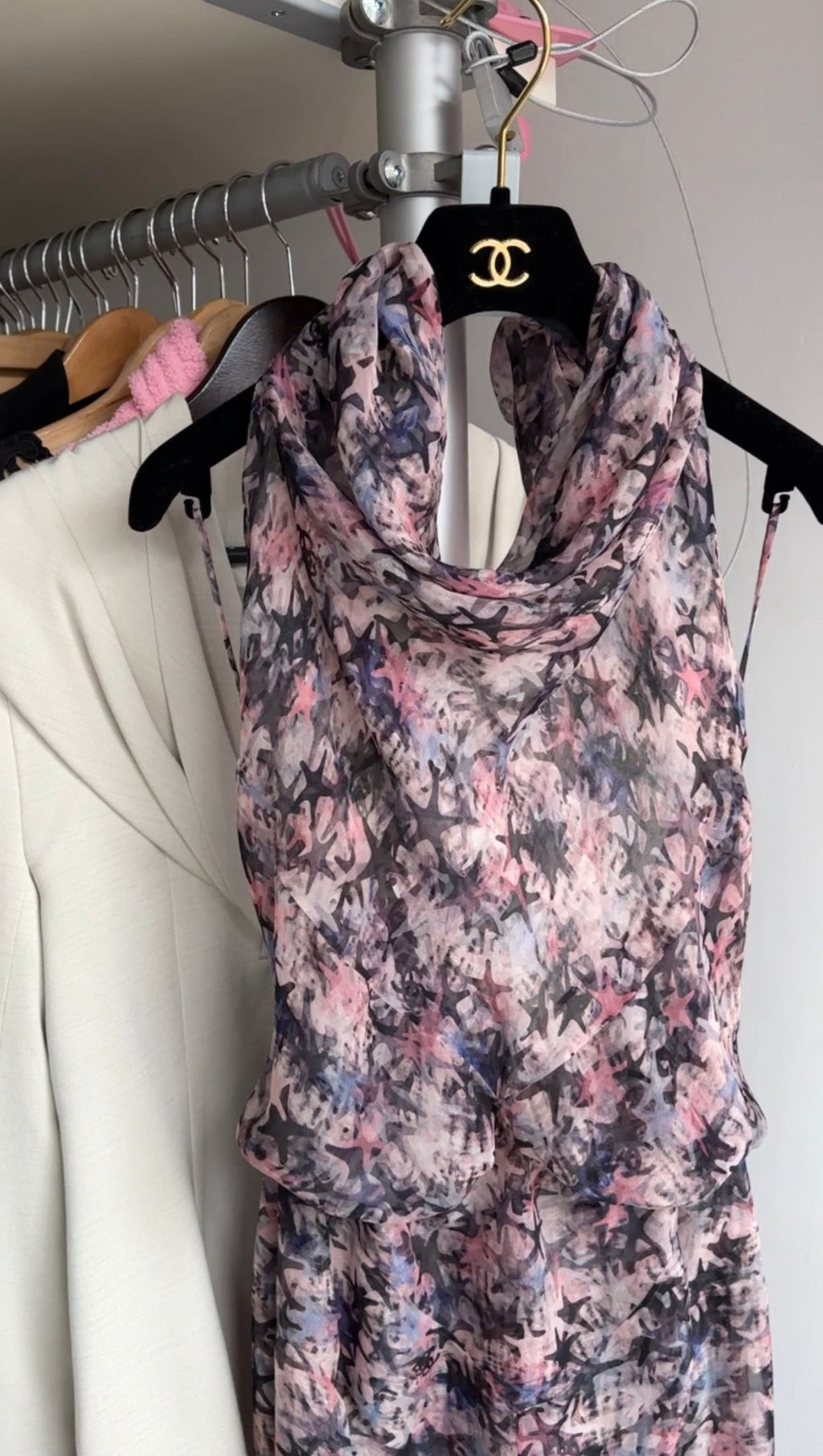 Chanel Pink Star Halter Long Gown - 38