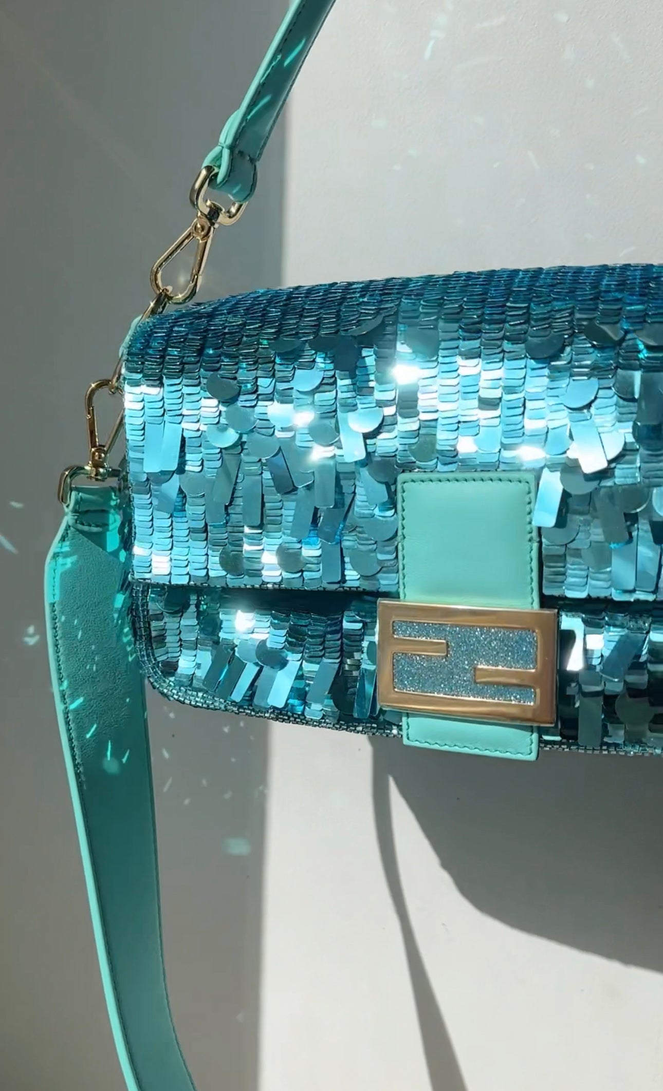 Fendi Turquoise Sequin Baguette 25th Anniversary