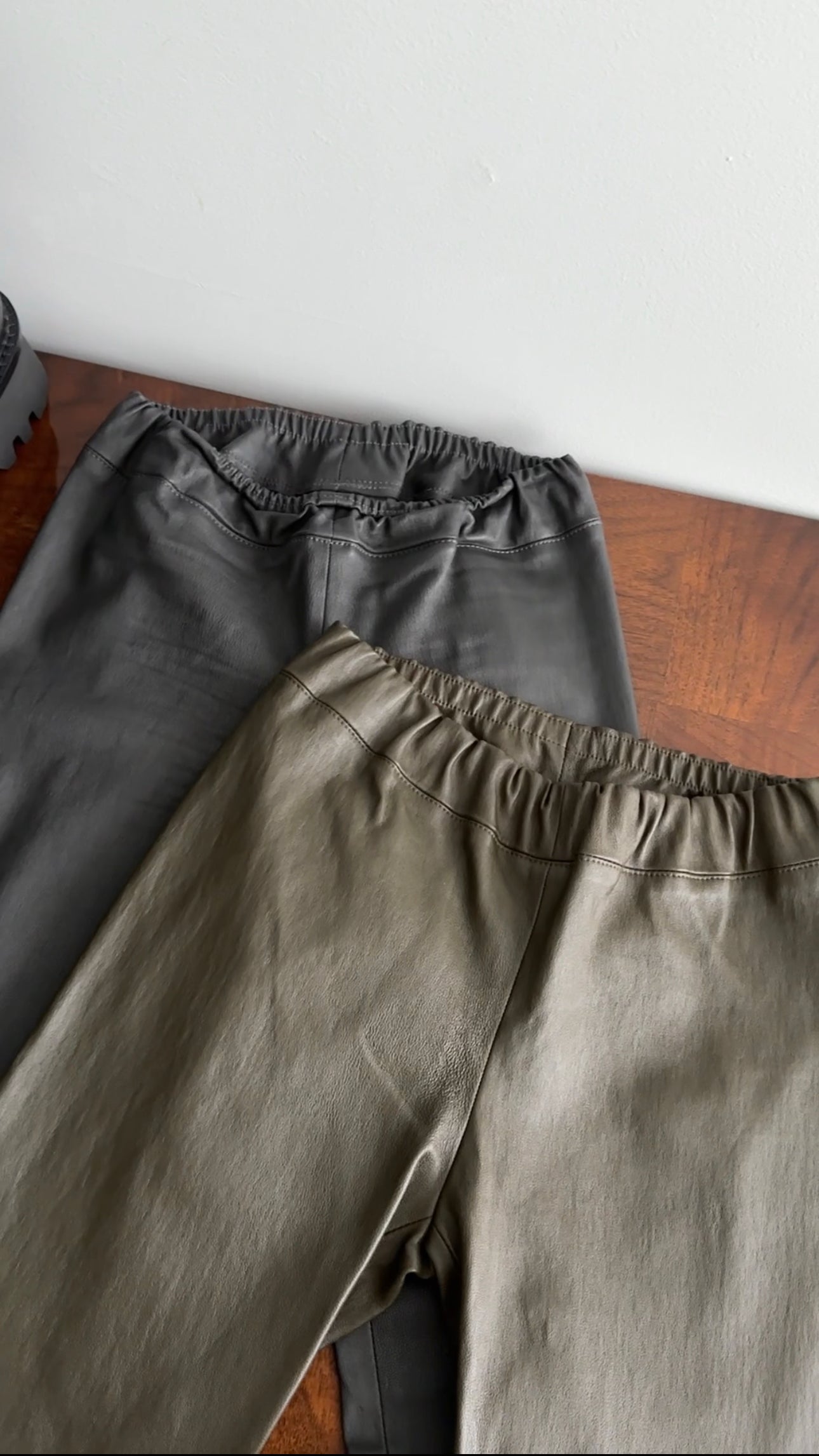 The Row Charcoal Lambskin Stretch Leather Legging - S