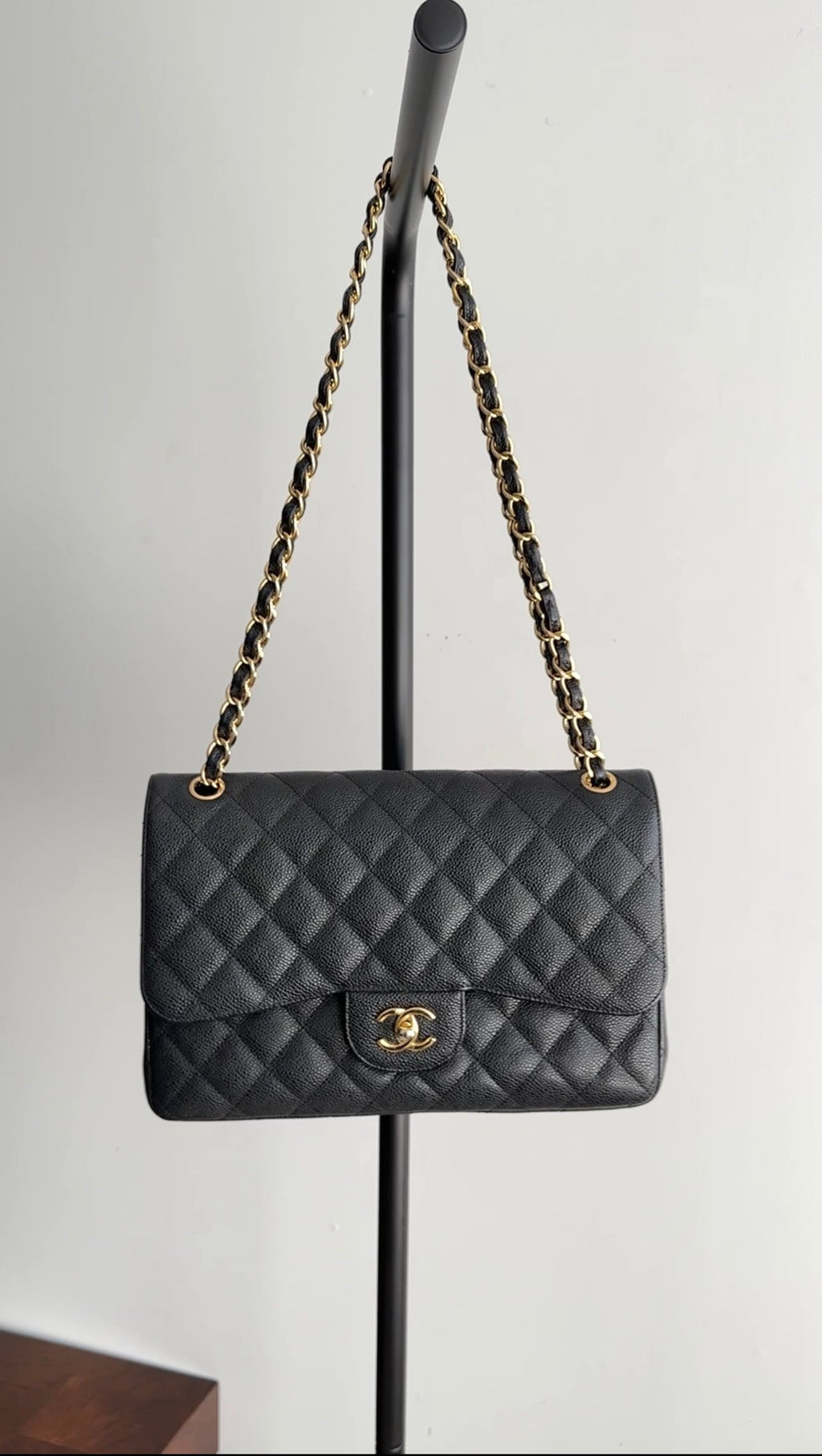 Chanel Black Caviar Jumbo Double Classic Flap Bag
