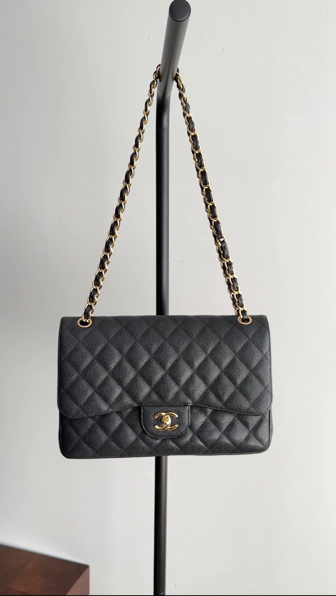 Chanel Black Caviar Jumbo Double Classic Flap Bag