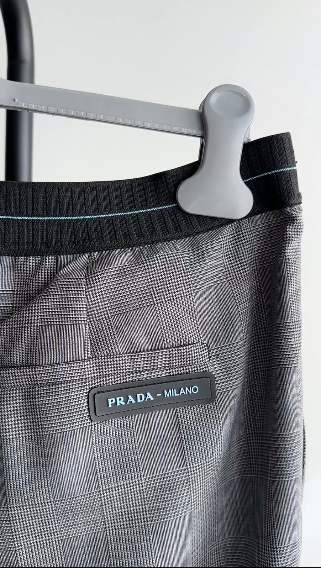 Prada Grey Check Trousers with Logo Band - IT46 / USA 10 / L