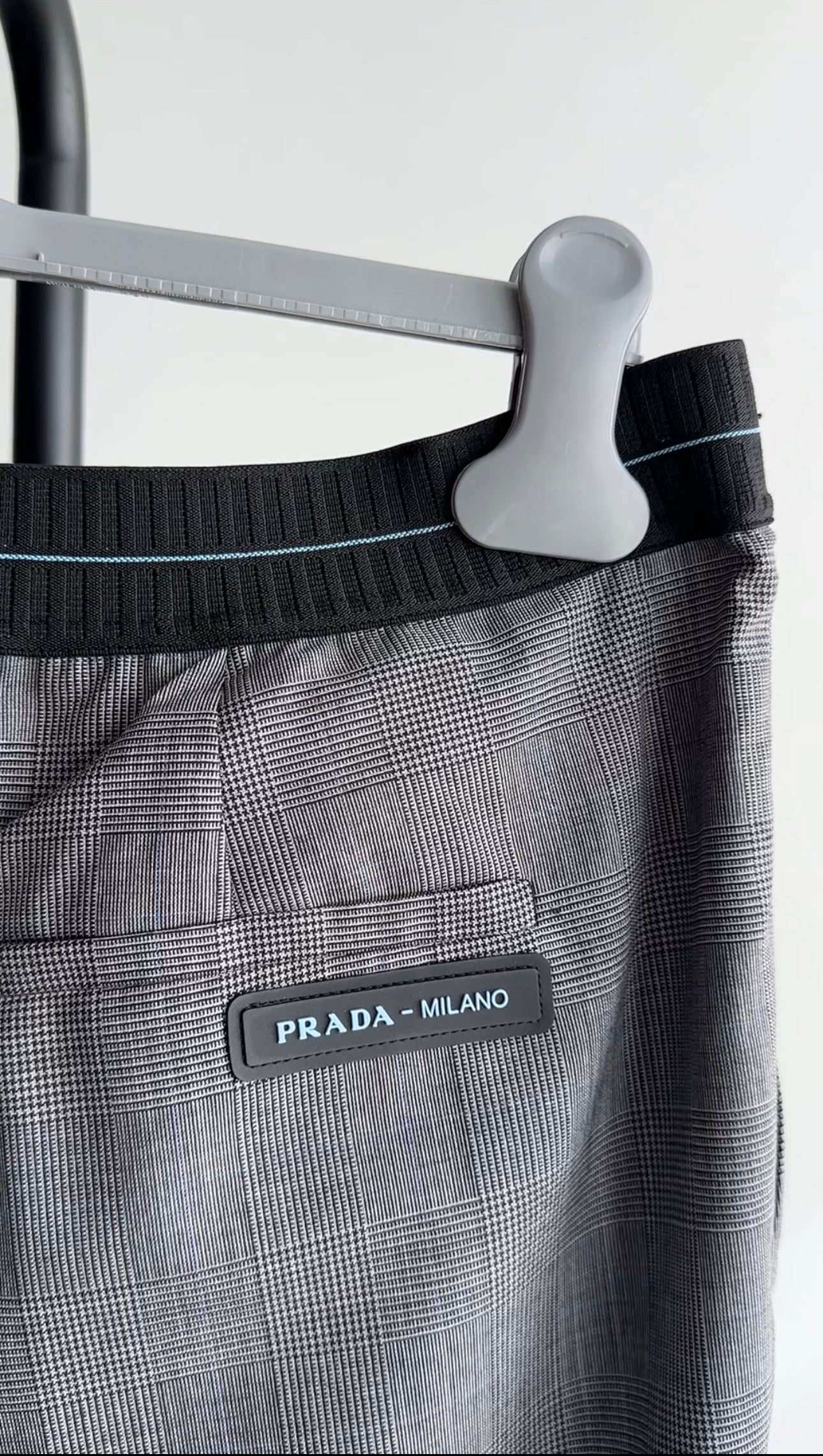 Prada Grey Check Trousers with Logo Band - IT46 / USA 10 / L