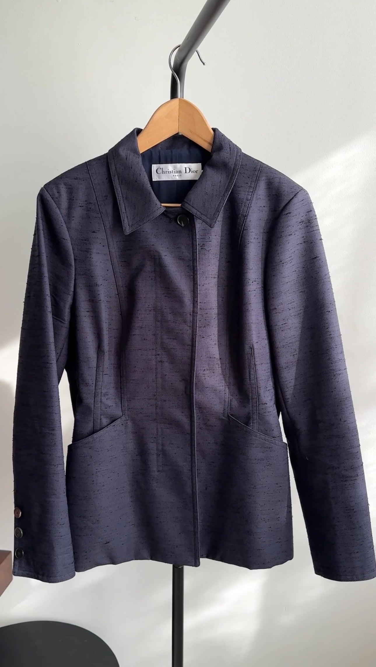 Christian Dior Navy Textured Zip Jacket - 8/10