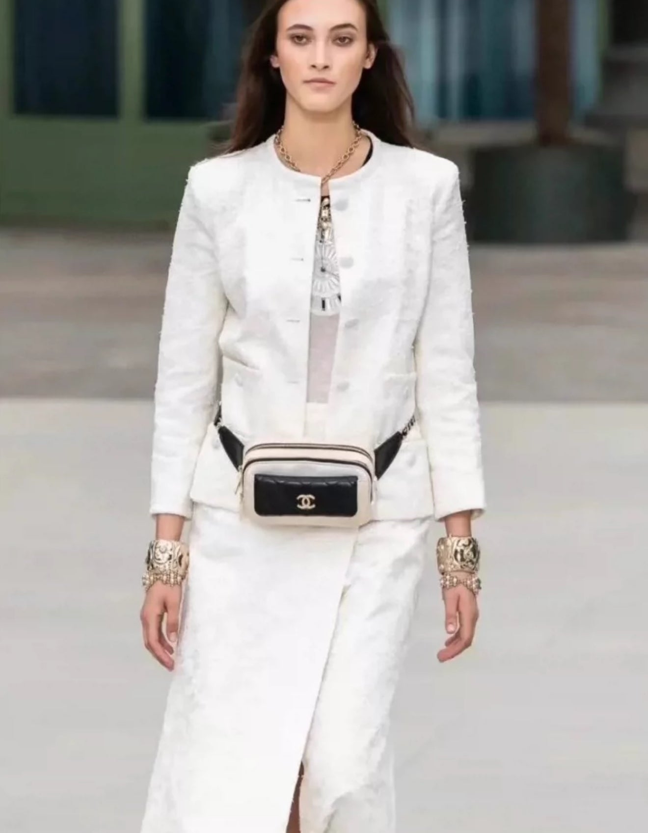 CHANEL 21C White Lace Suit Jacket + Skirt