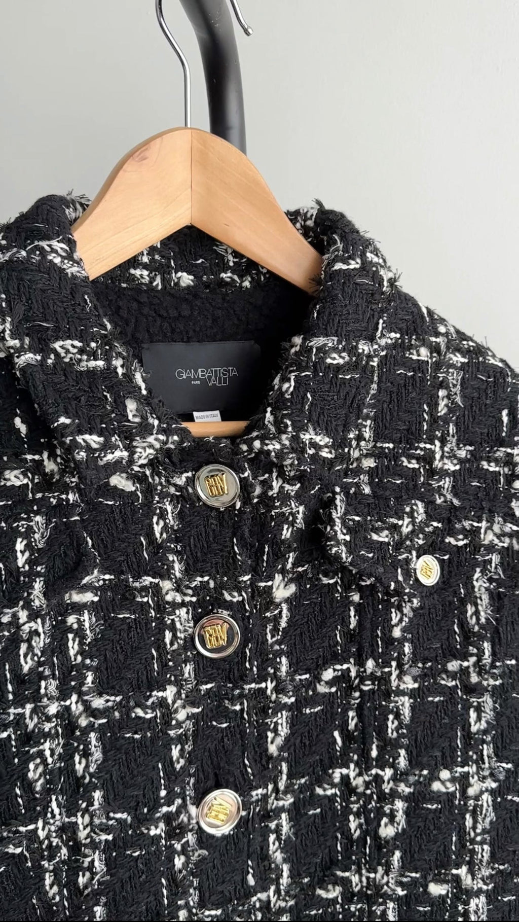 Giambattista Valli Black and White Tweed  Fleece Lined Jacket - S / M