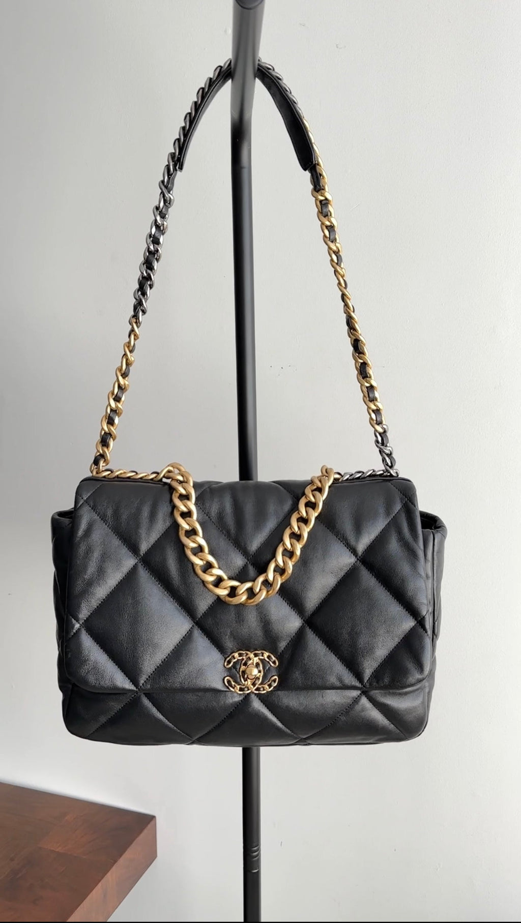 Chanel 19 Black Quilted Leather Maxi Flap Bag