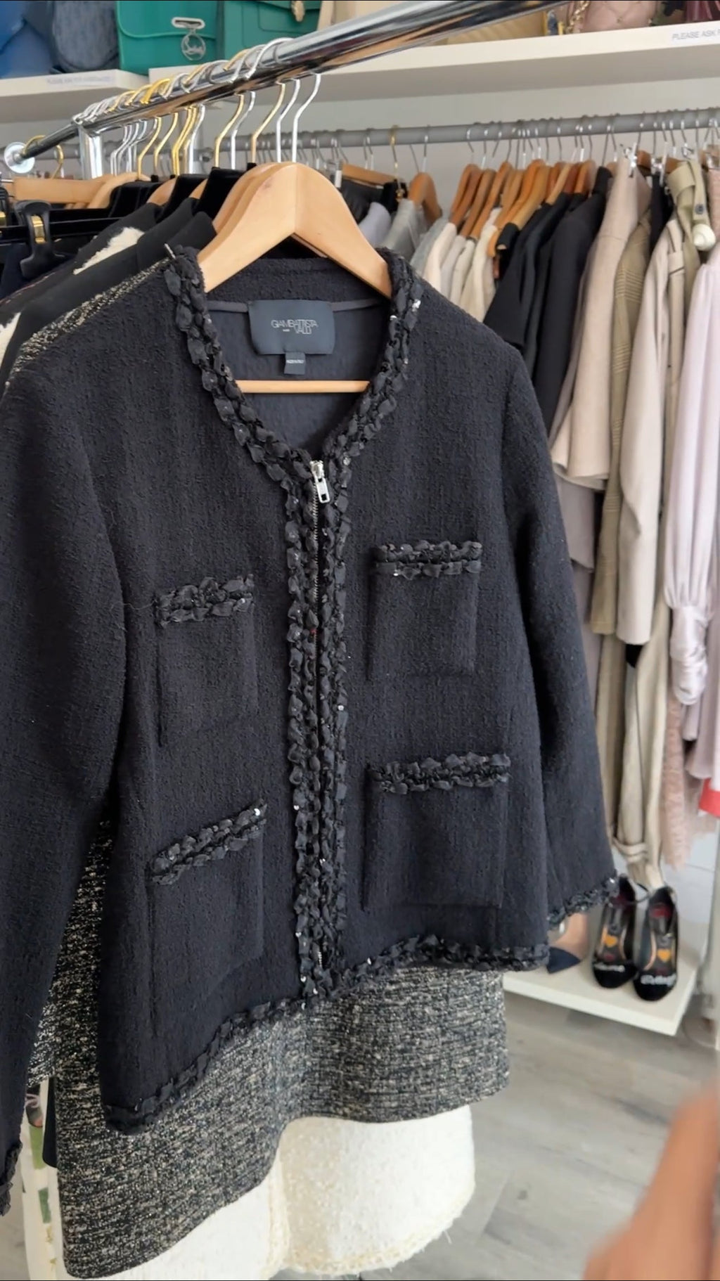 Giambattista Valli Black Wool and Tweed Zip Jacket - IT44 / 8