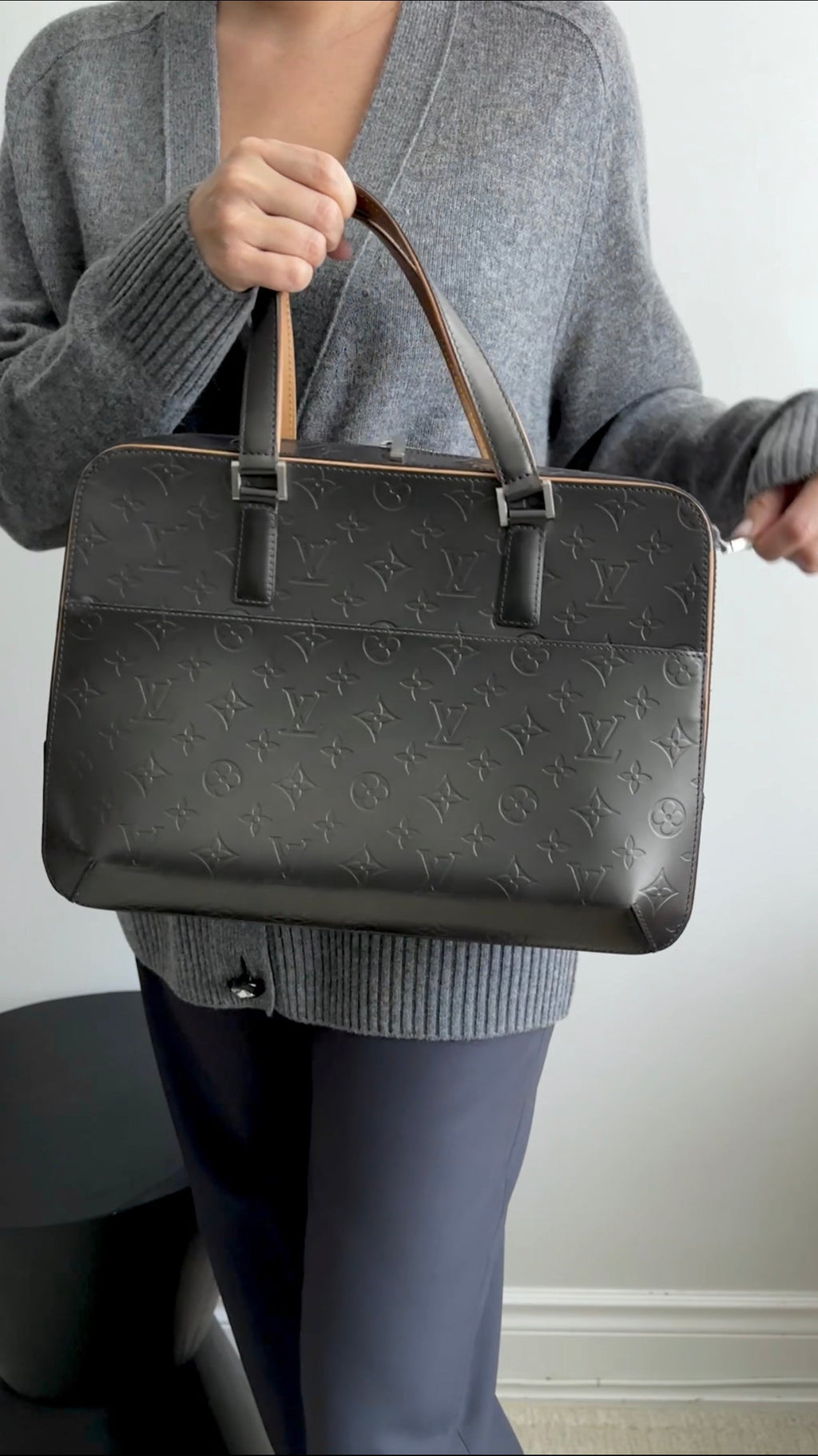 Louis Vuitton Vintage 2002 Mat Malden Charcoal Grey Handbag